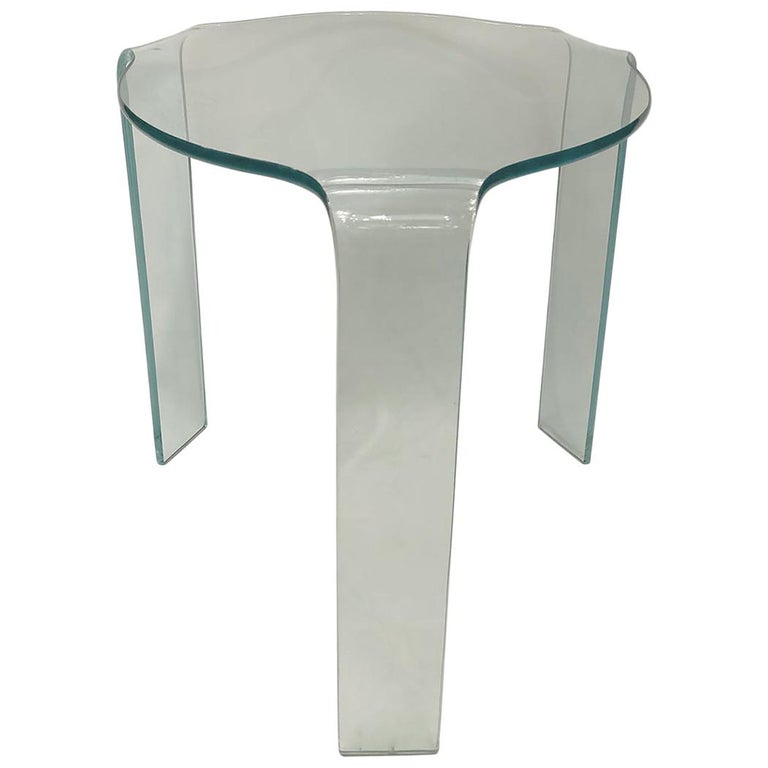 Moderne Glass Side Table For Sale at 1stDibs
