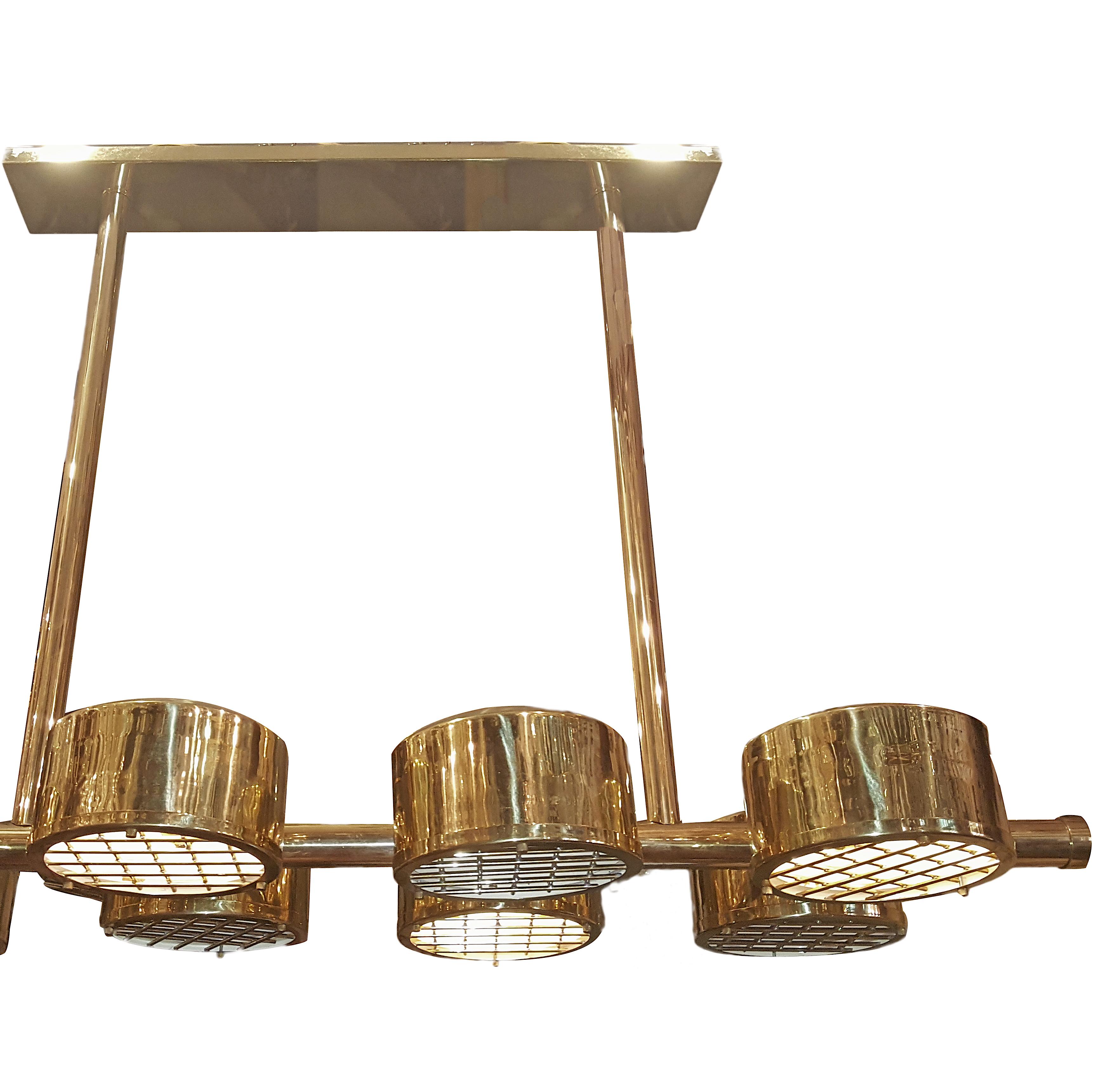Italian Moderne Horizontal Chandelier with Eight Lights For Sale