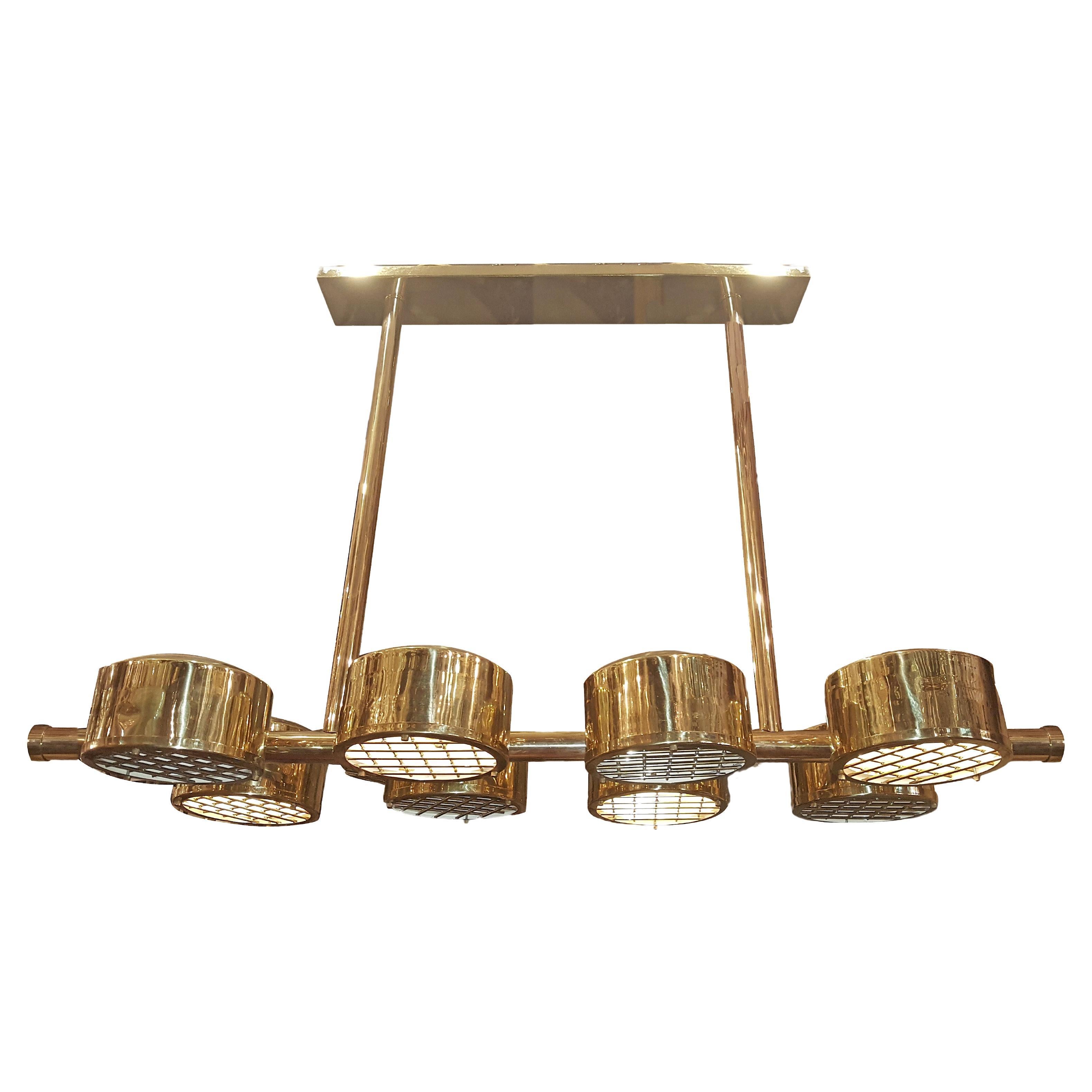 Moderne Horizontal Chandelier with Eight Lights For Sale