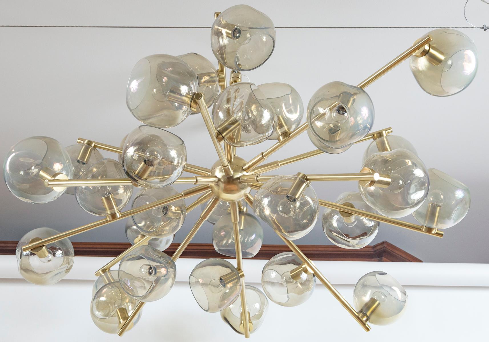 Modern Iridescent Smoke Sputnik Ceiling Fixture, Contemporary In Excellent Condition In Westport, CT