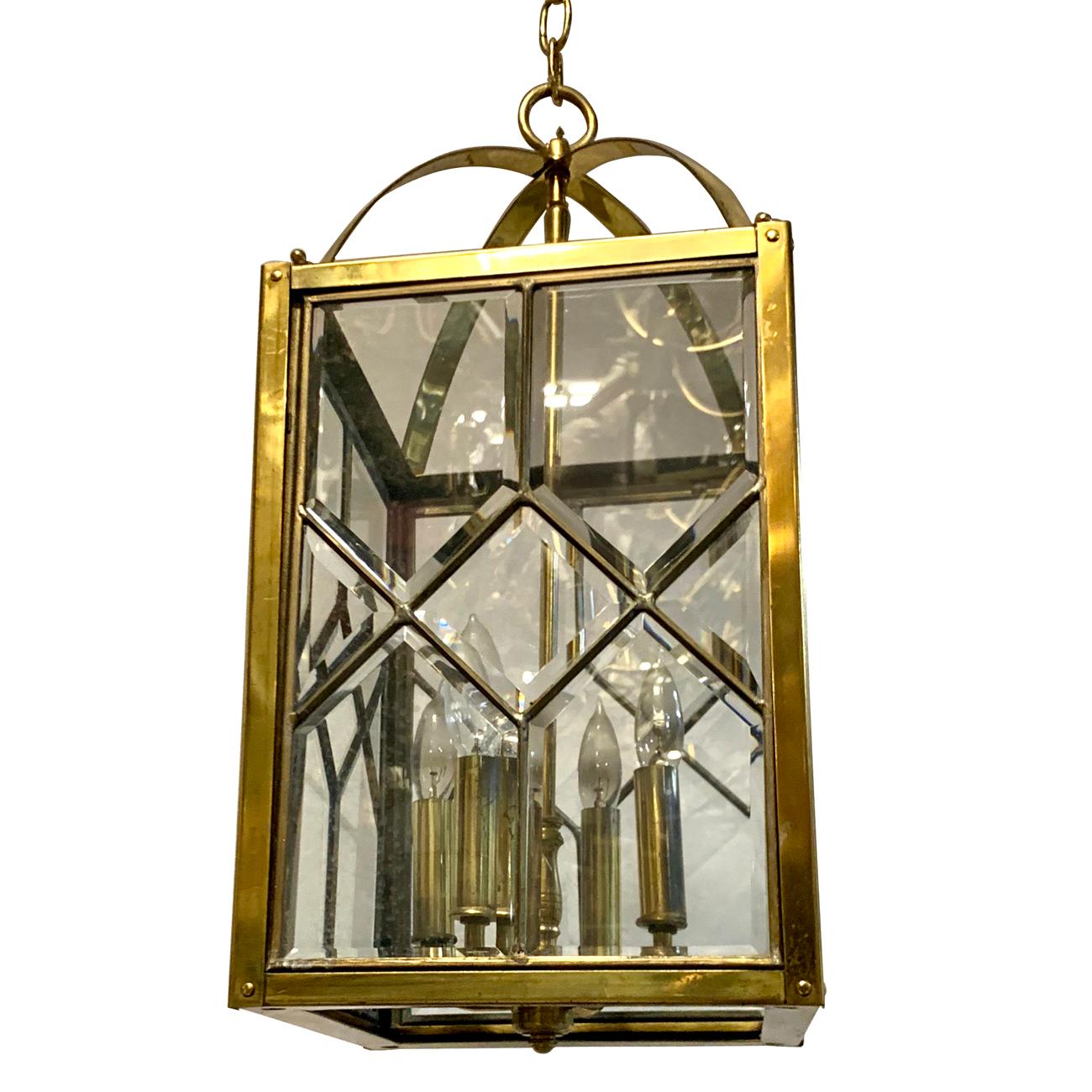 Moderne Italian Gilt Bronze Lantern In Good Condition For Sale In New York, NY