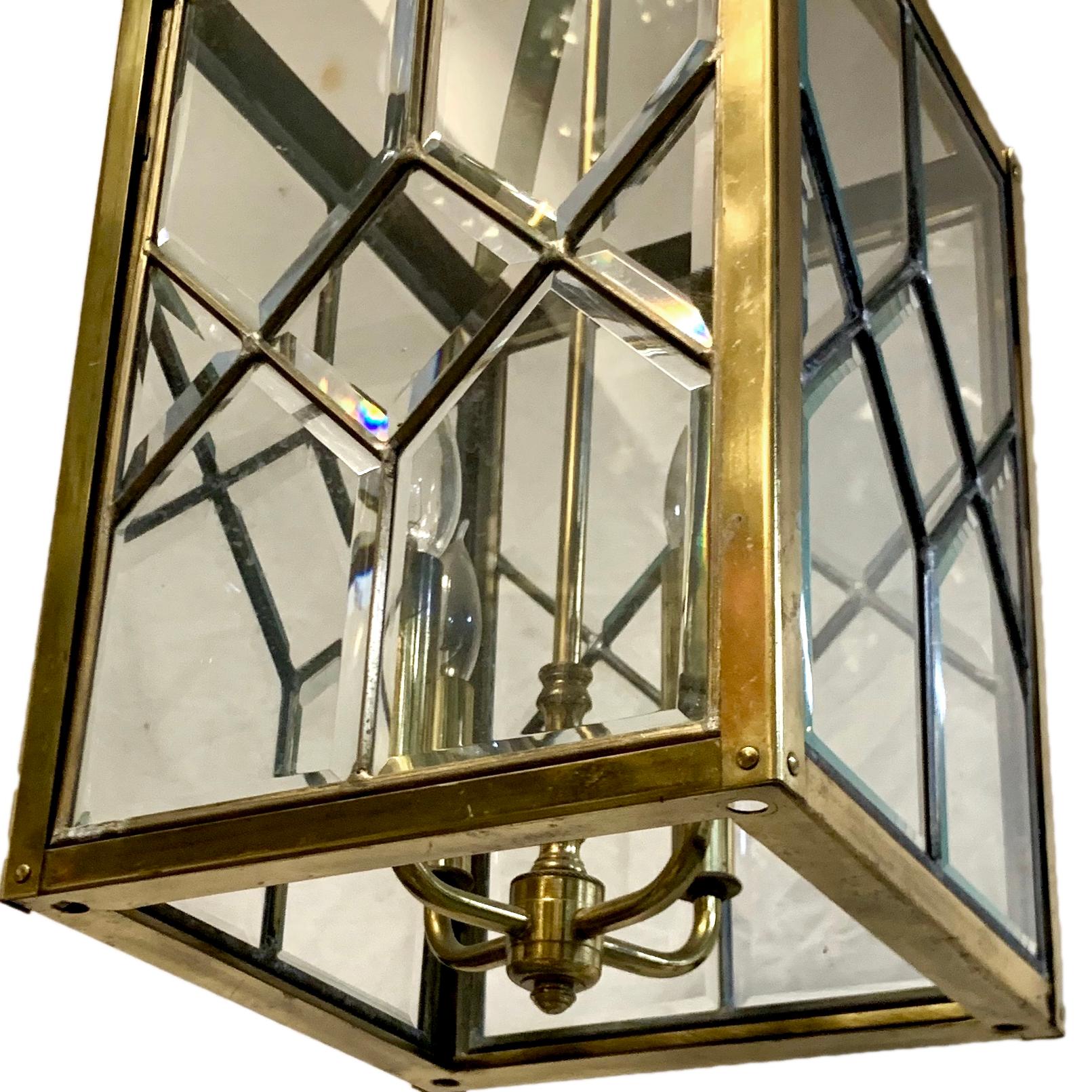 Mid-20th Century Moderne Italian Gilt Bronze Lantern For Sale