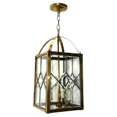 Moderne Italian Gilt Bronze Lantern with Beveled Glass