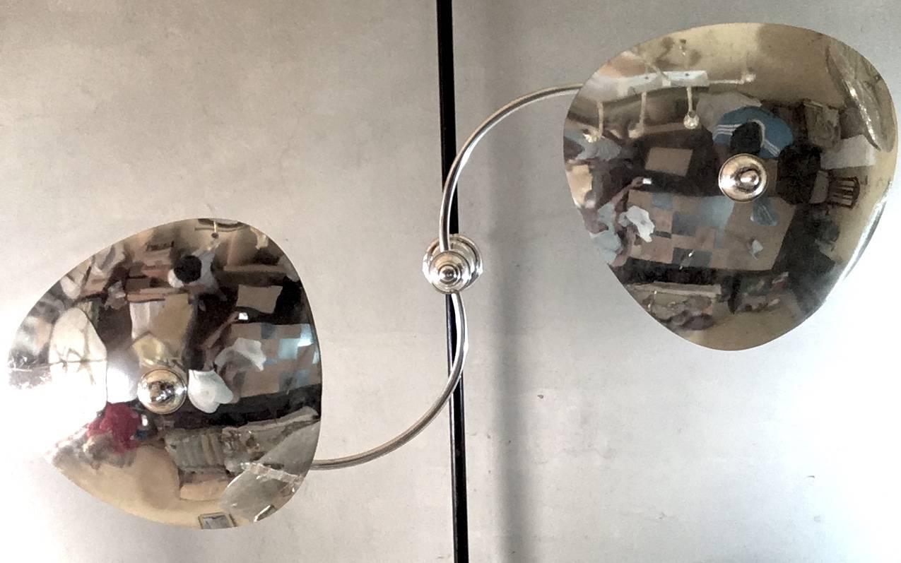 Molded Moderne Italian Nickel-Plated Light Fixture For Sale