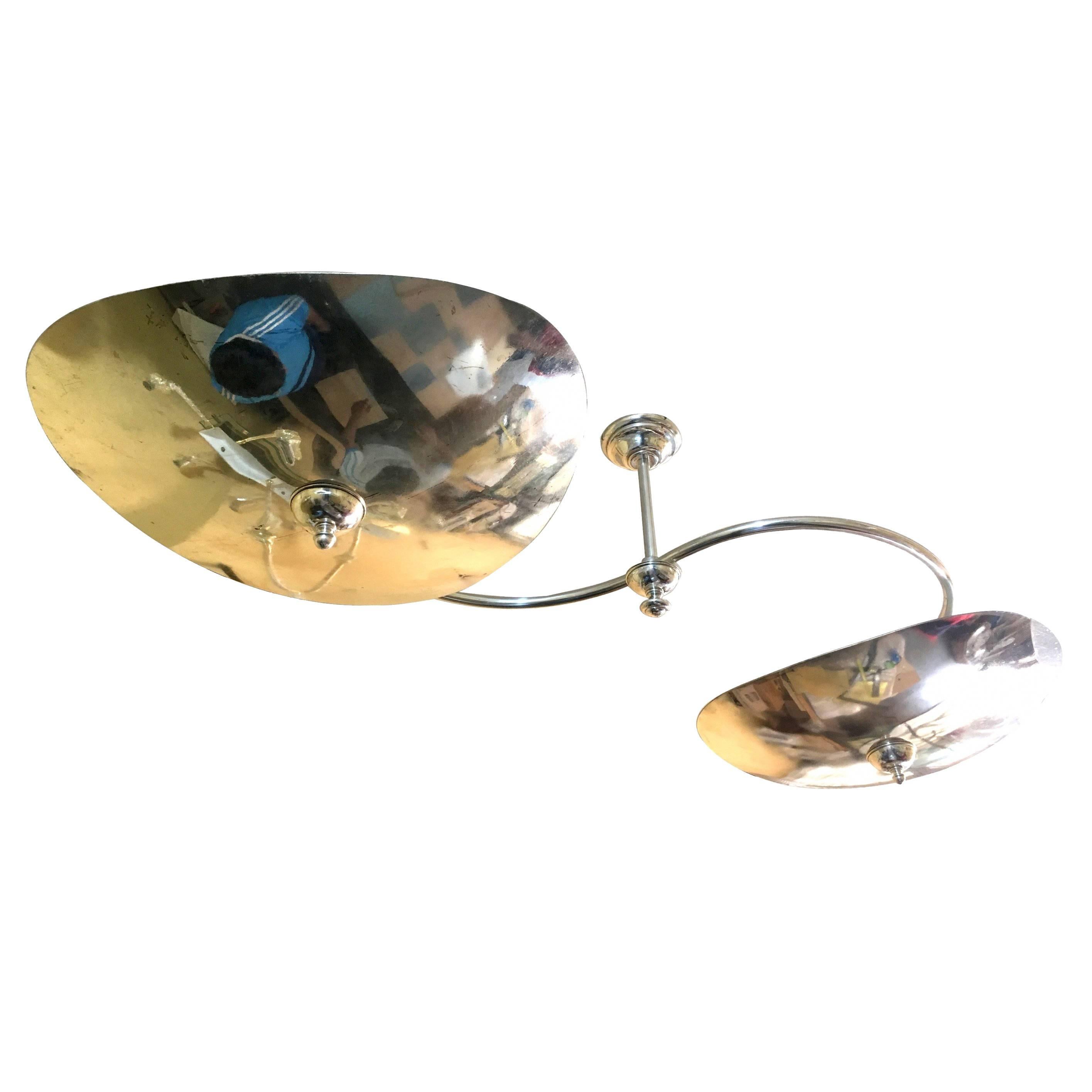 Moderne Italian Nickel-Plated Light Fixture For Sale