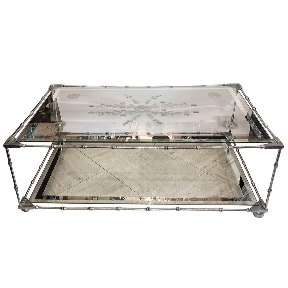 Moderne Nickel-Plated Coffee Table For Sale