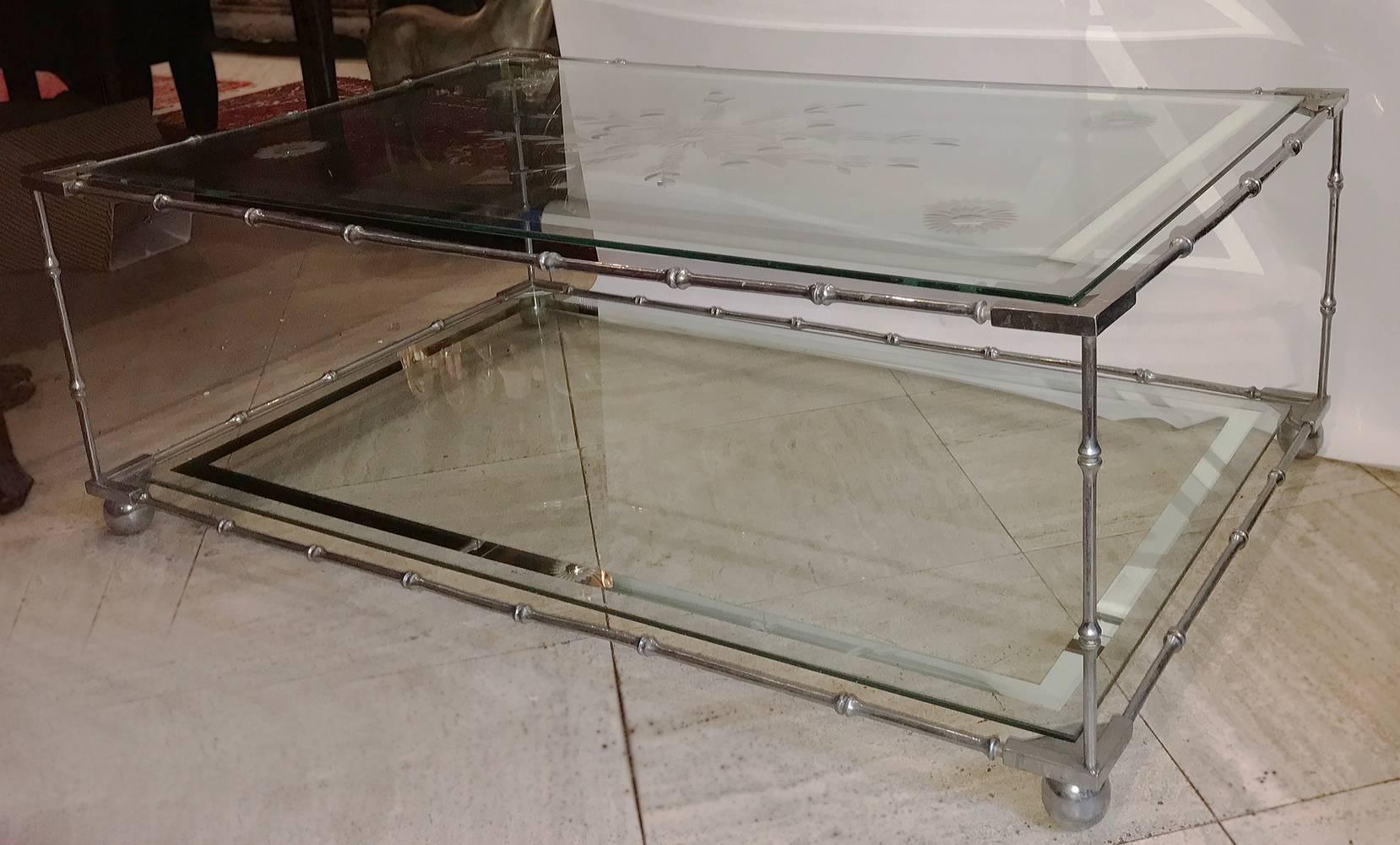 French Moderne Nickel-Plated Coffee Table For Sale