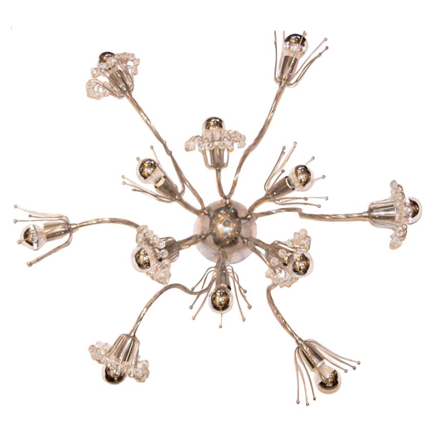 Moderne Nickel-Plated Flush Mounted Light Fixture For Sale