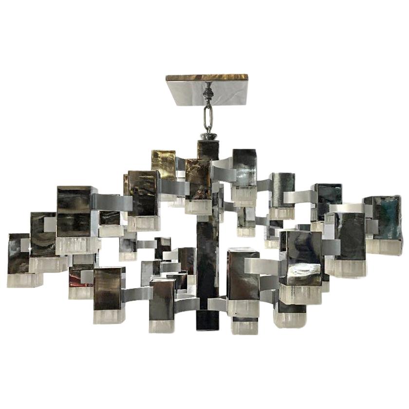 Moderne Nickel-Plated Light Fixture For Sale