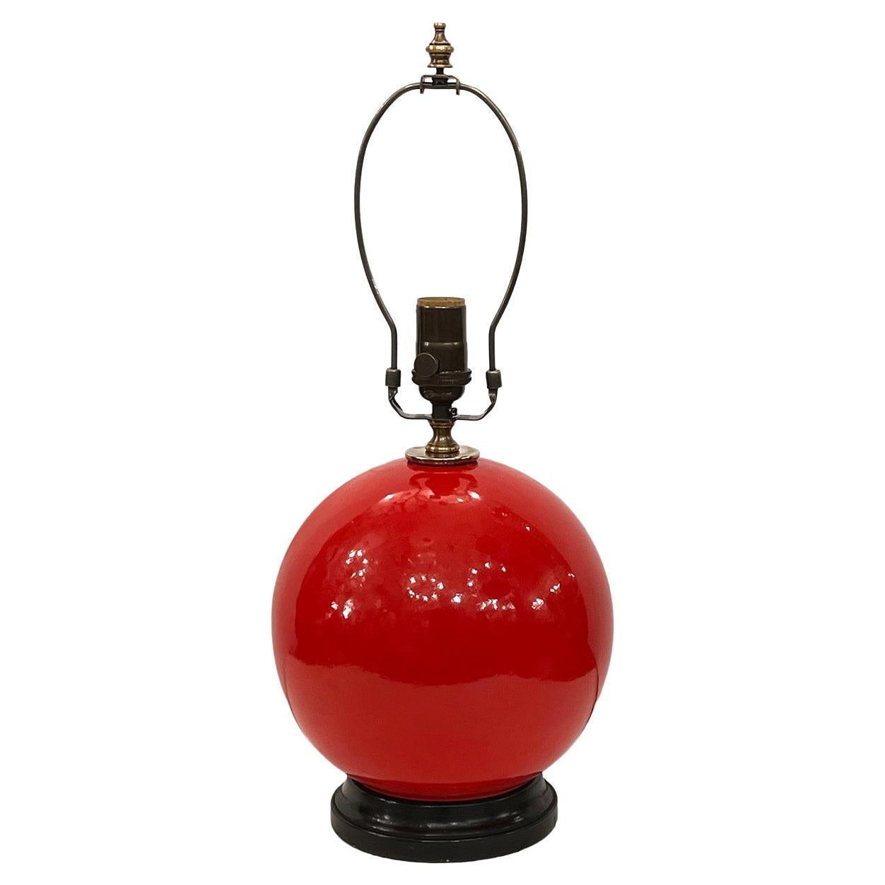 Moderne Red Porcelian Lamp For Sale