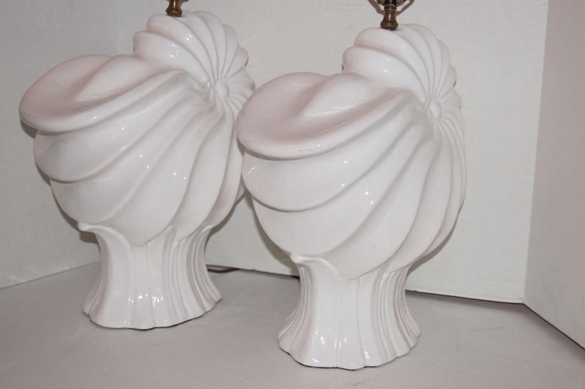 Mid-20th Century Moderne Shell Porcelain Table Lamps For Sale