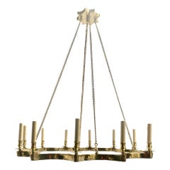 Moderne Star Shaped Gilt Bronze Chandelier
