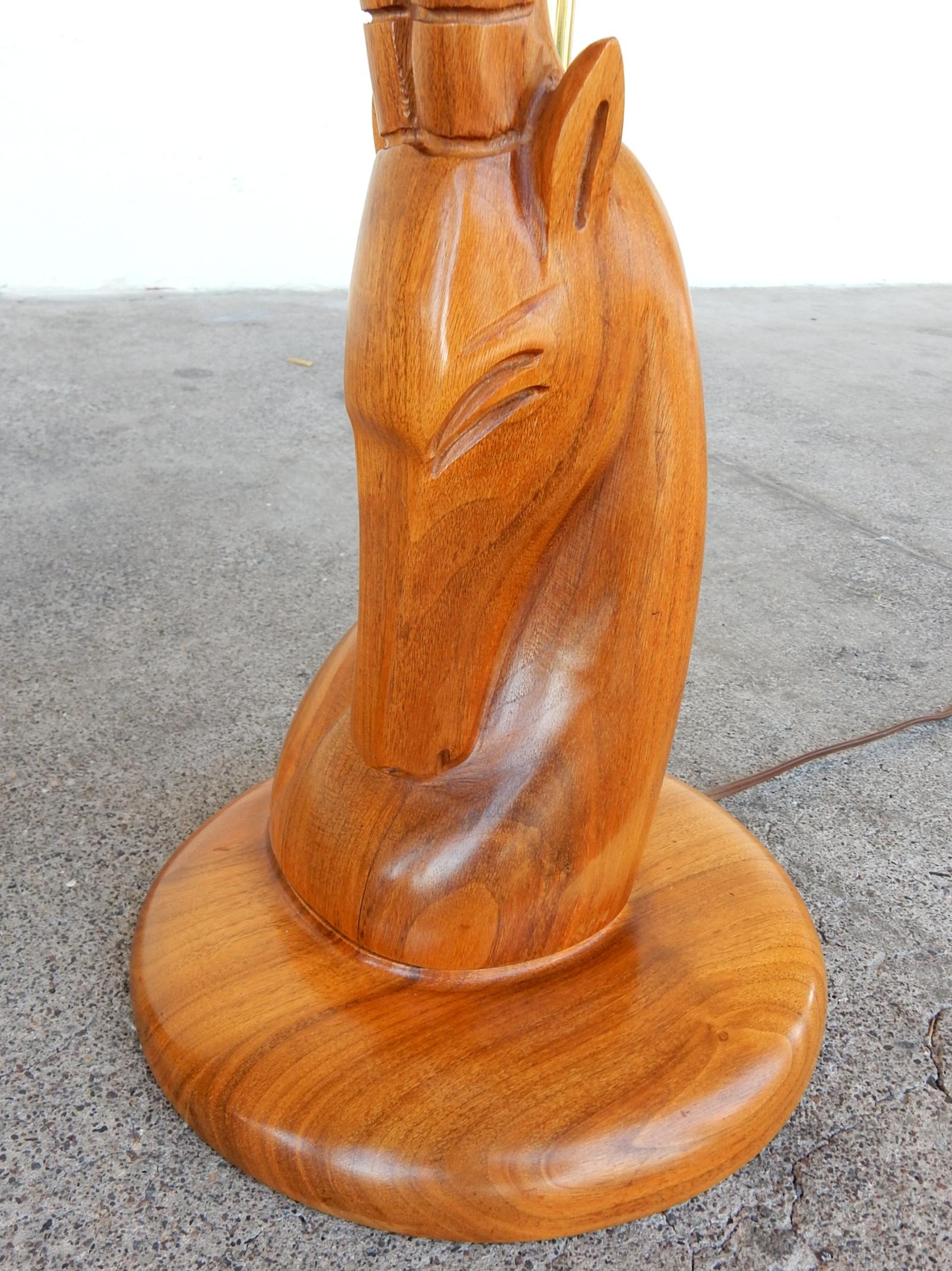 Moderne Stylized Gazelle Bust Walnut Sculpture Lamps In Good Condition For Sale In Las Vegas, NV