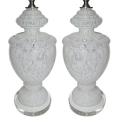 Moderne White Blow Glass Murano Lamps