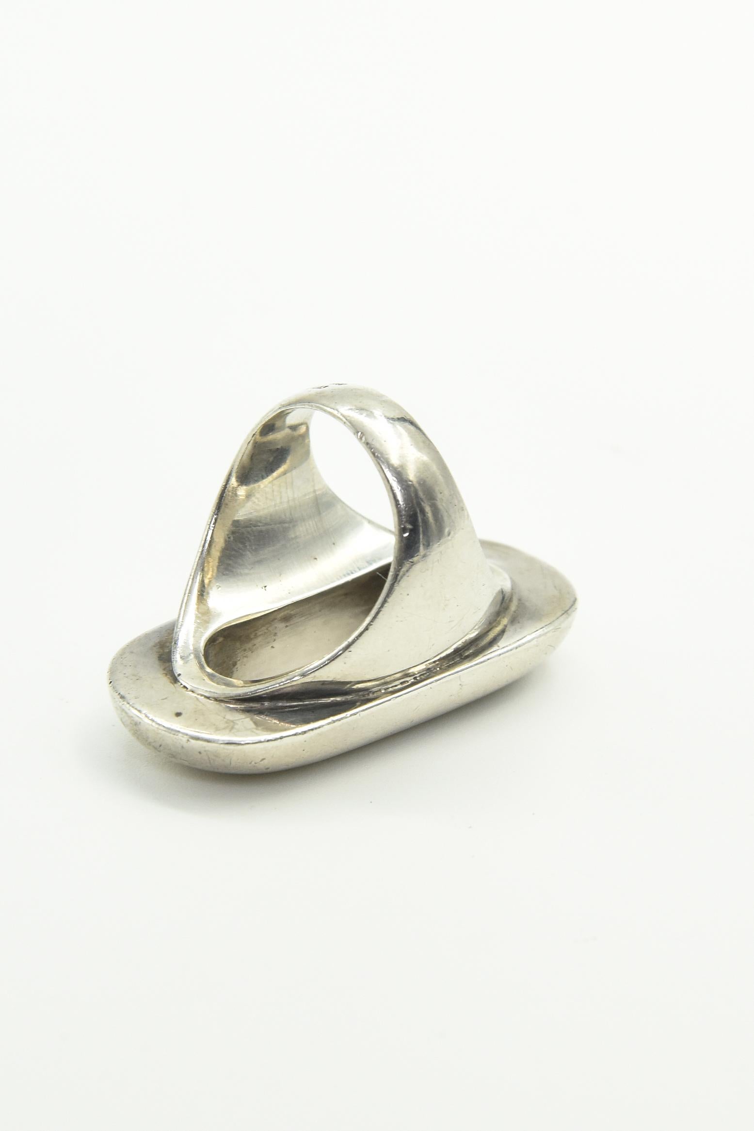 Modernest 1970s S'Paliu Sterling Silver Open Oval Ring 4