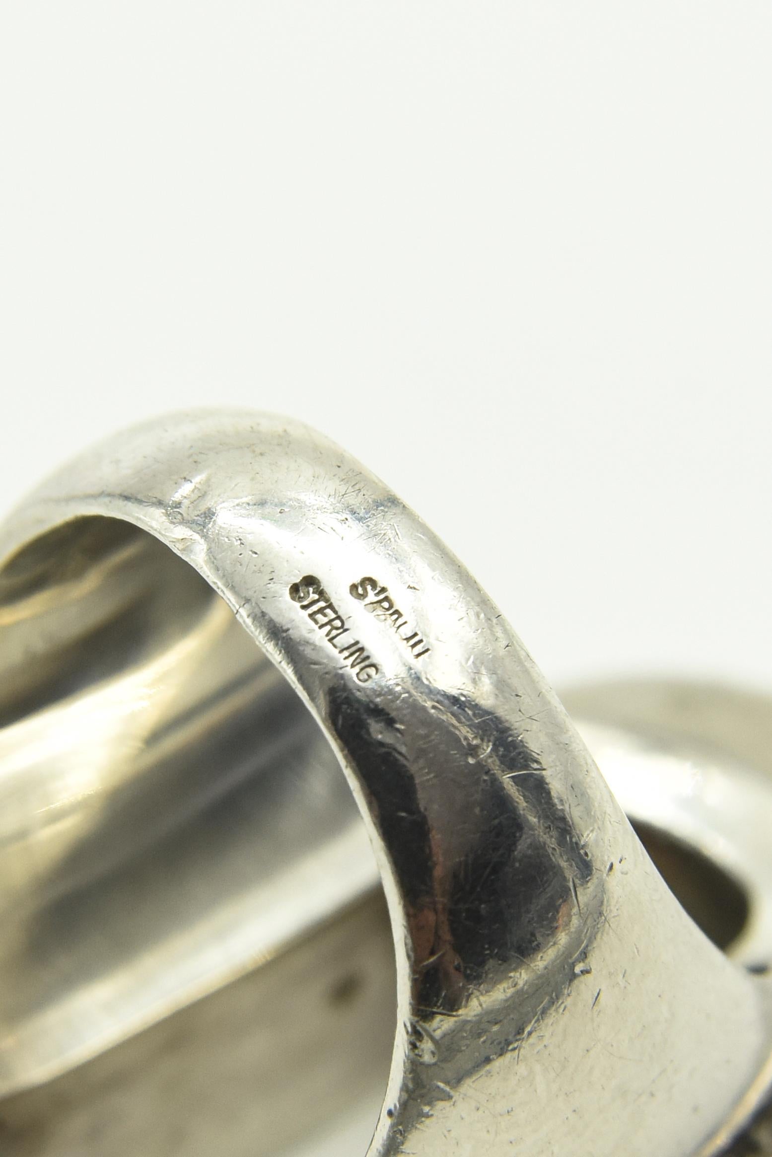 Modernest 1970s S'Paliu Sterling Silver Open Oval Ring 5