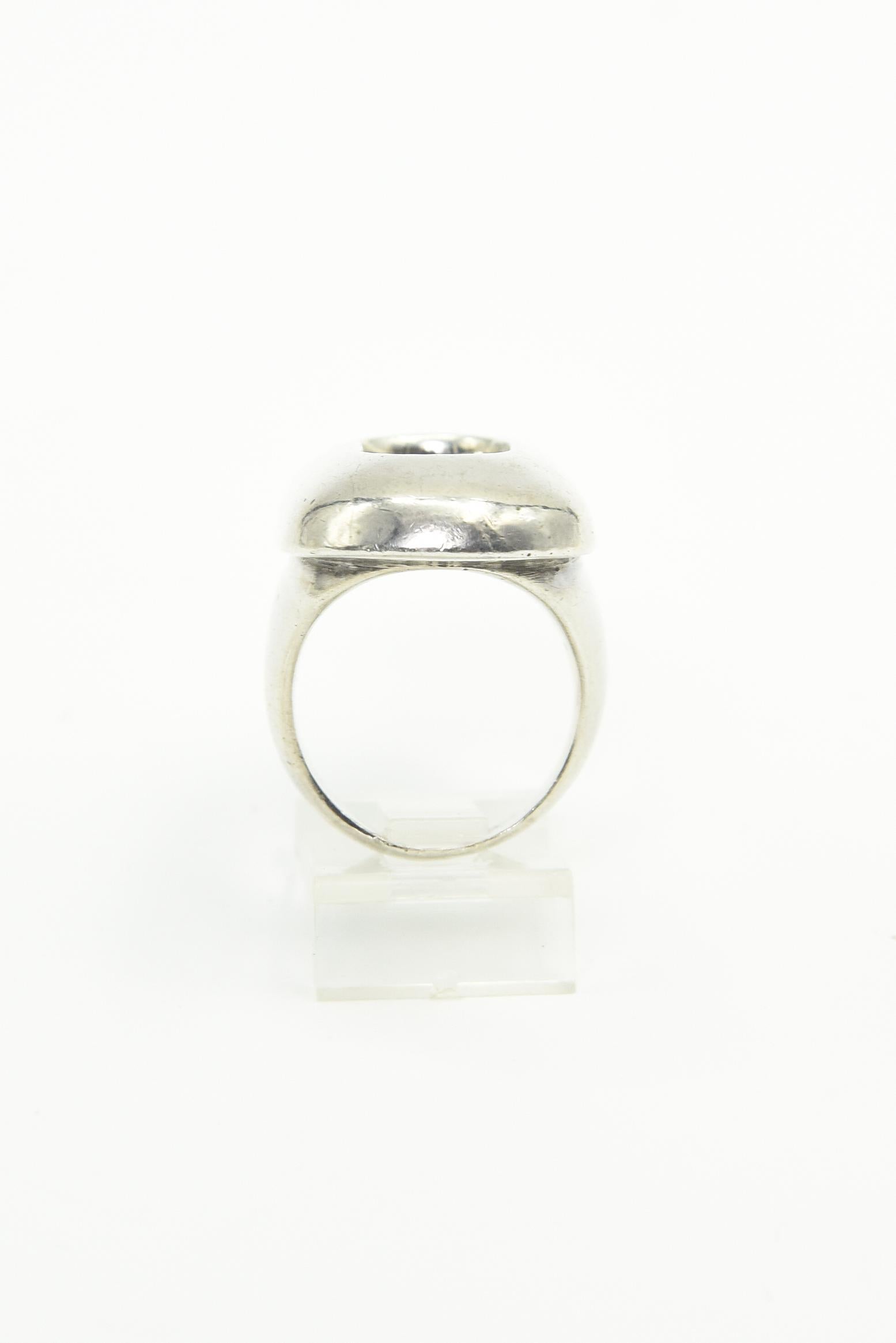 Modernest 1970s S'Paliu Sterling Silver Open Oval Ring In Good Condition In Miami Beach, FL