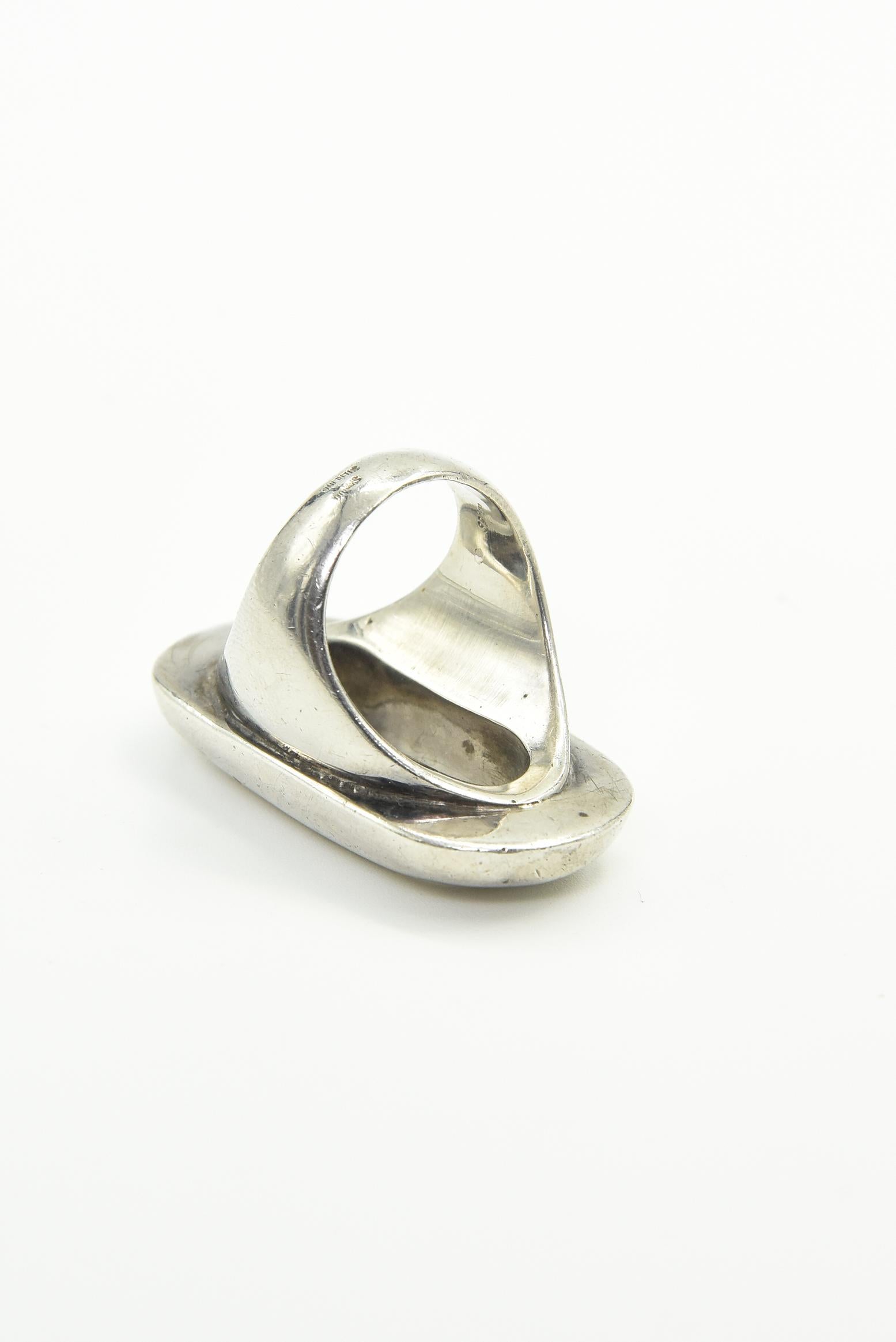 Modernest 1970s S'Paliu Sterling Silver Open Oval Ring 1