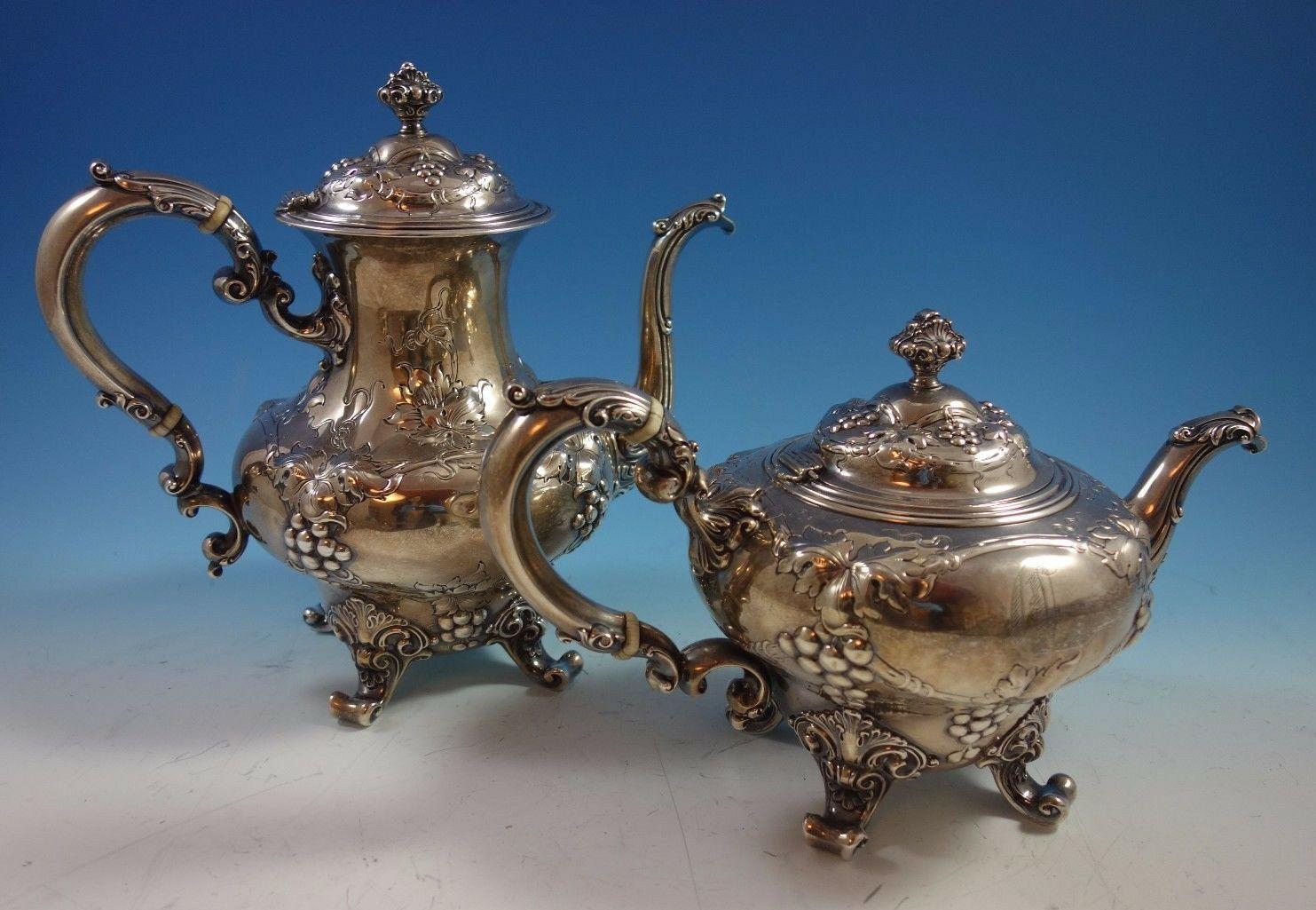 Modernic by Gorham Sterling Silver Tea Set 6-Piece & Tray #1818B '#1918' Grapes 4