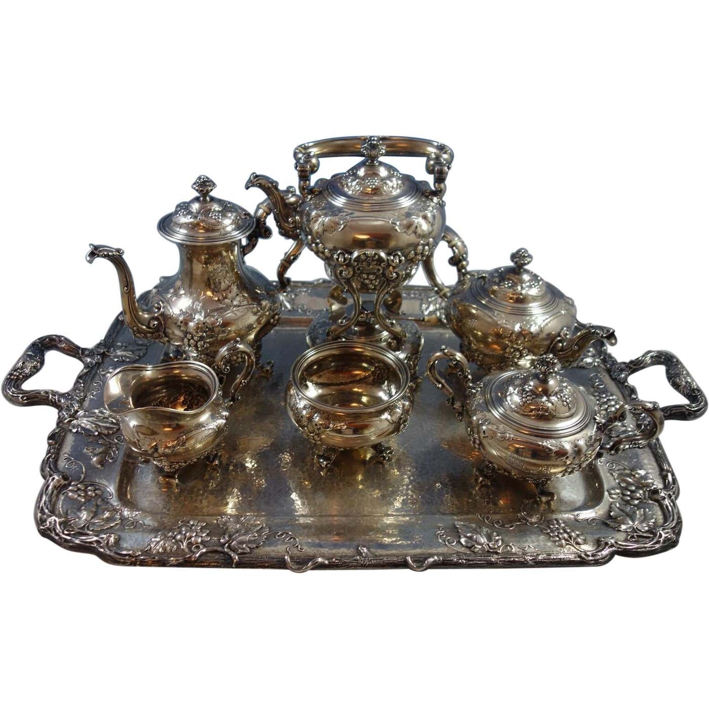 Modernic by Gorham Sterling Silver Tea Set 6-Piece and Tray #1818B ...