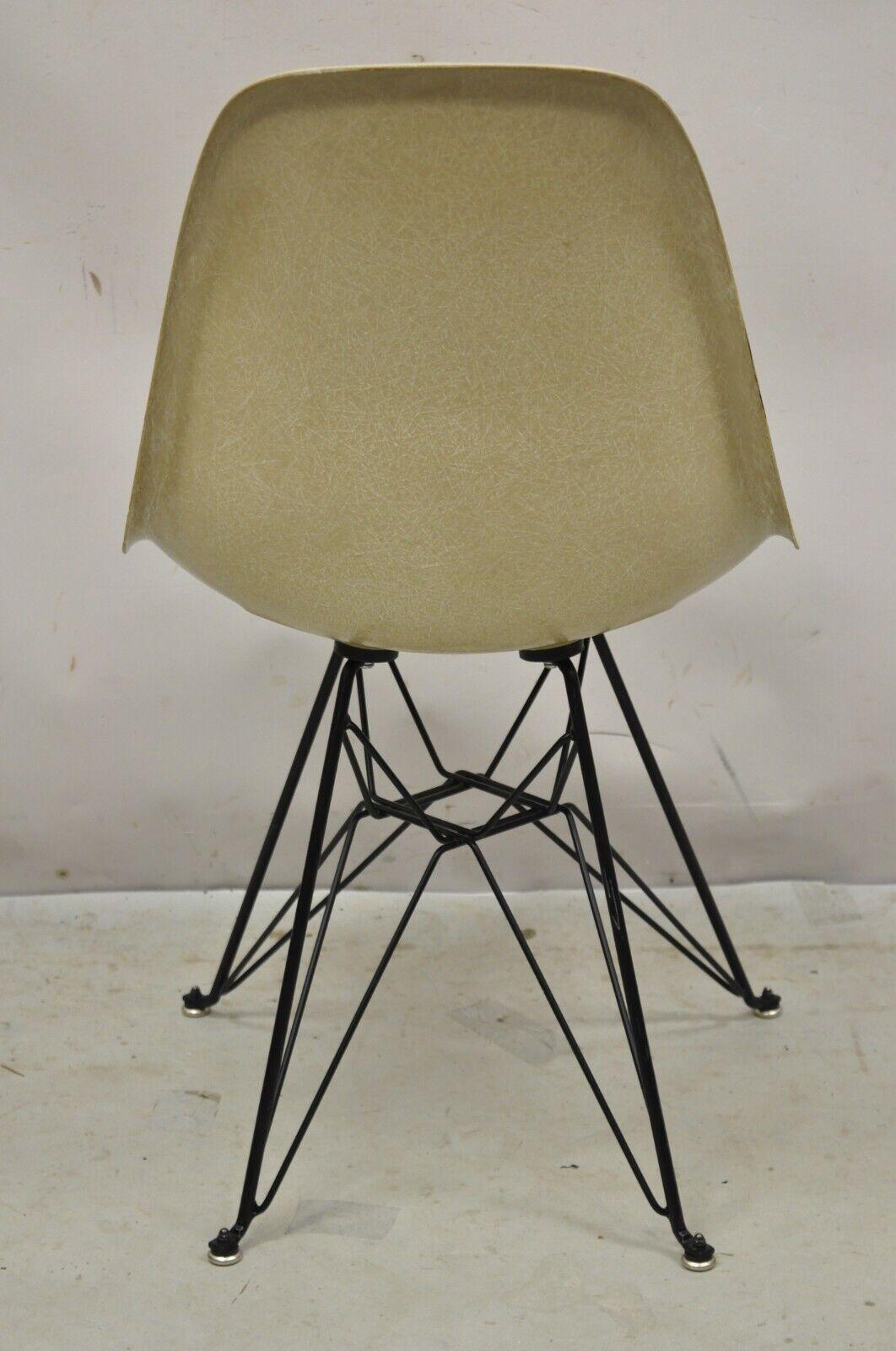 Modernica Case Study Oatmeal Fiberglass Side Chair with Black Metal Base (B) 1