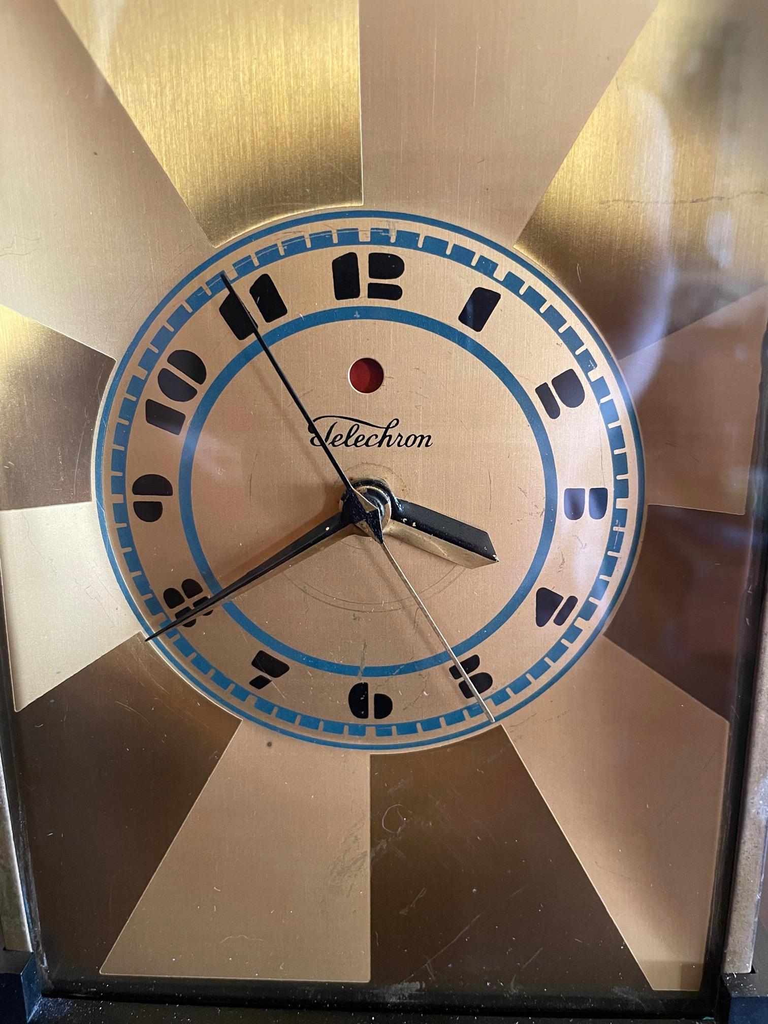 Modernique Clock by Paul Frankl Art Deco Skyscraper Telechron Clock 1928 3