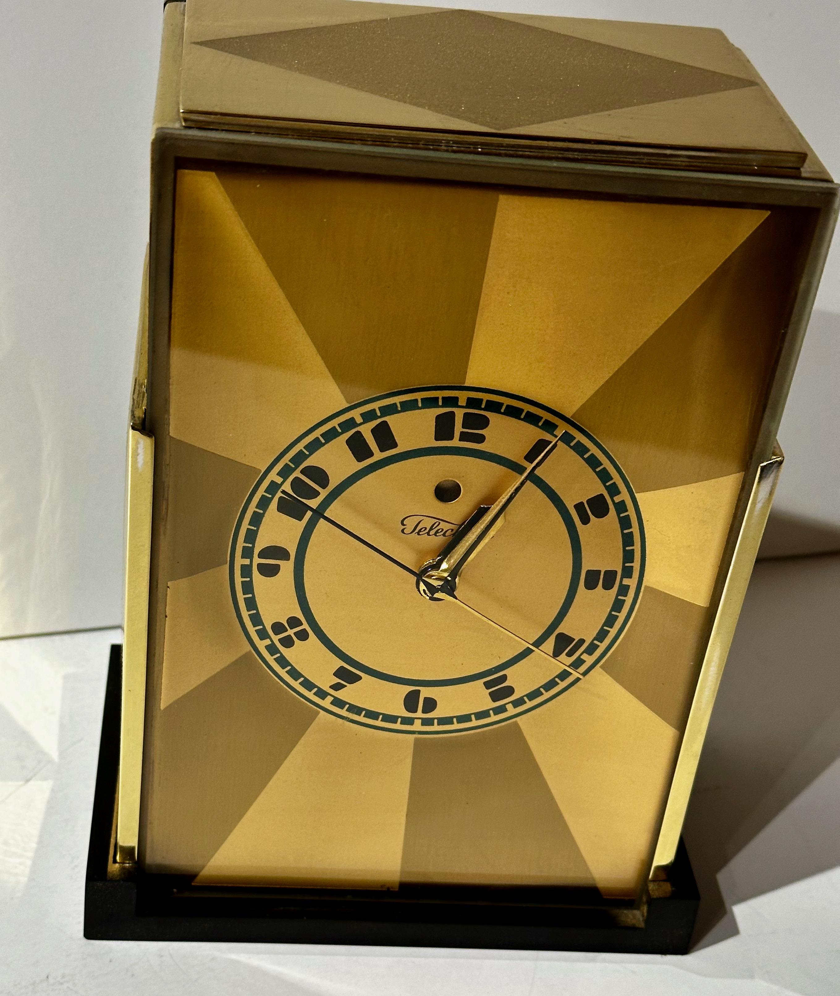 Modernique Clock by Paul Frankl Art Deco Skyscraper Telechron Clock, 1928 3