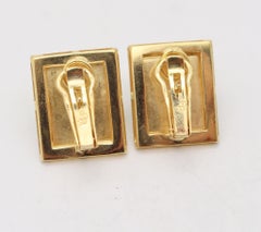 MODERNISM 1960 Geometric Clips-On Earrings In 18Kt Yellow Gold With Turquoises