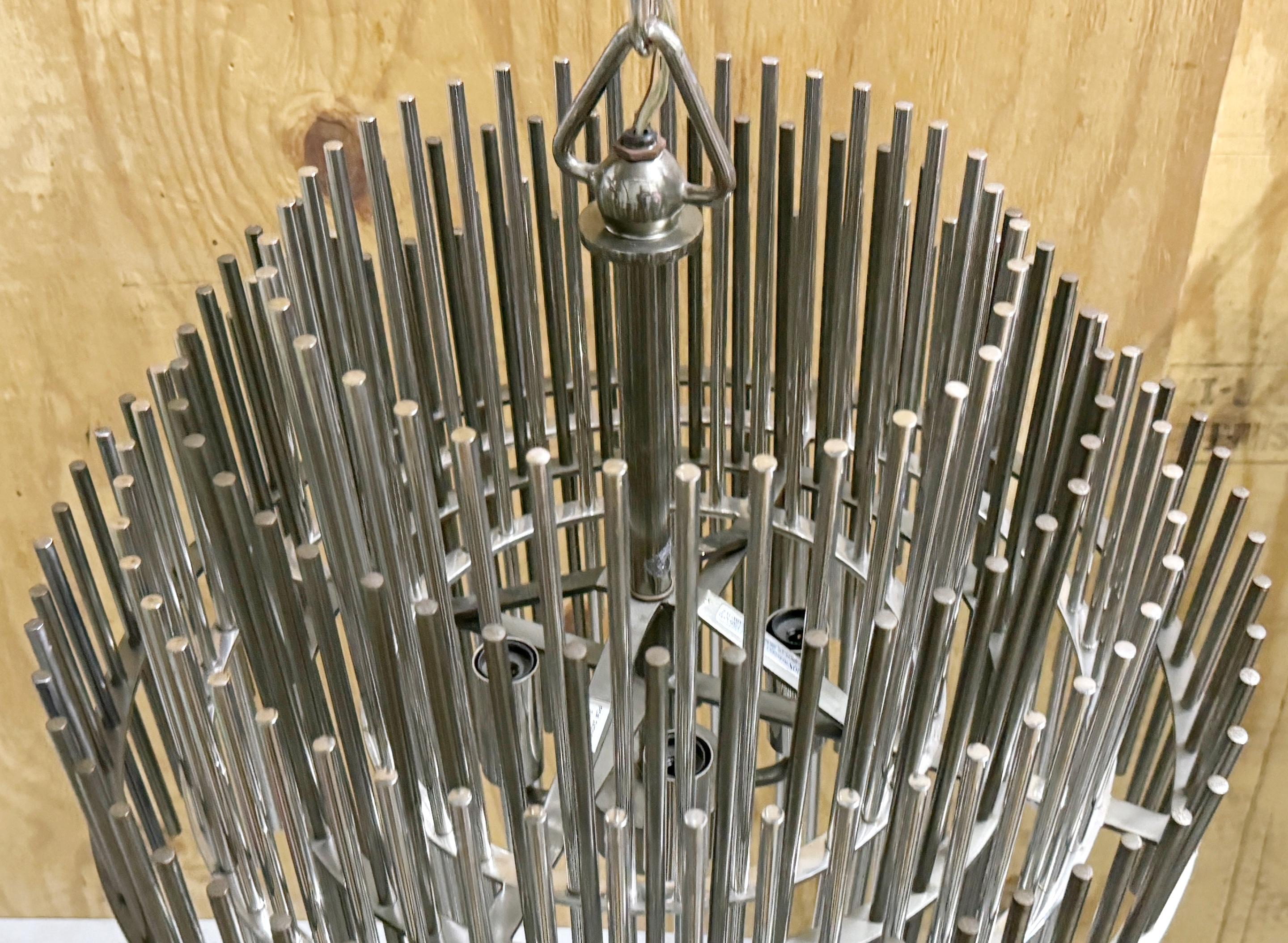 Acciaio inossidabile Modernism Design Lampadario scultoreo circolare a 5 livelli in acciaio inox in vendita