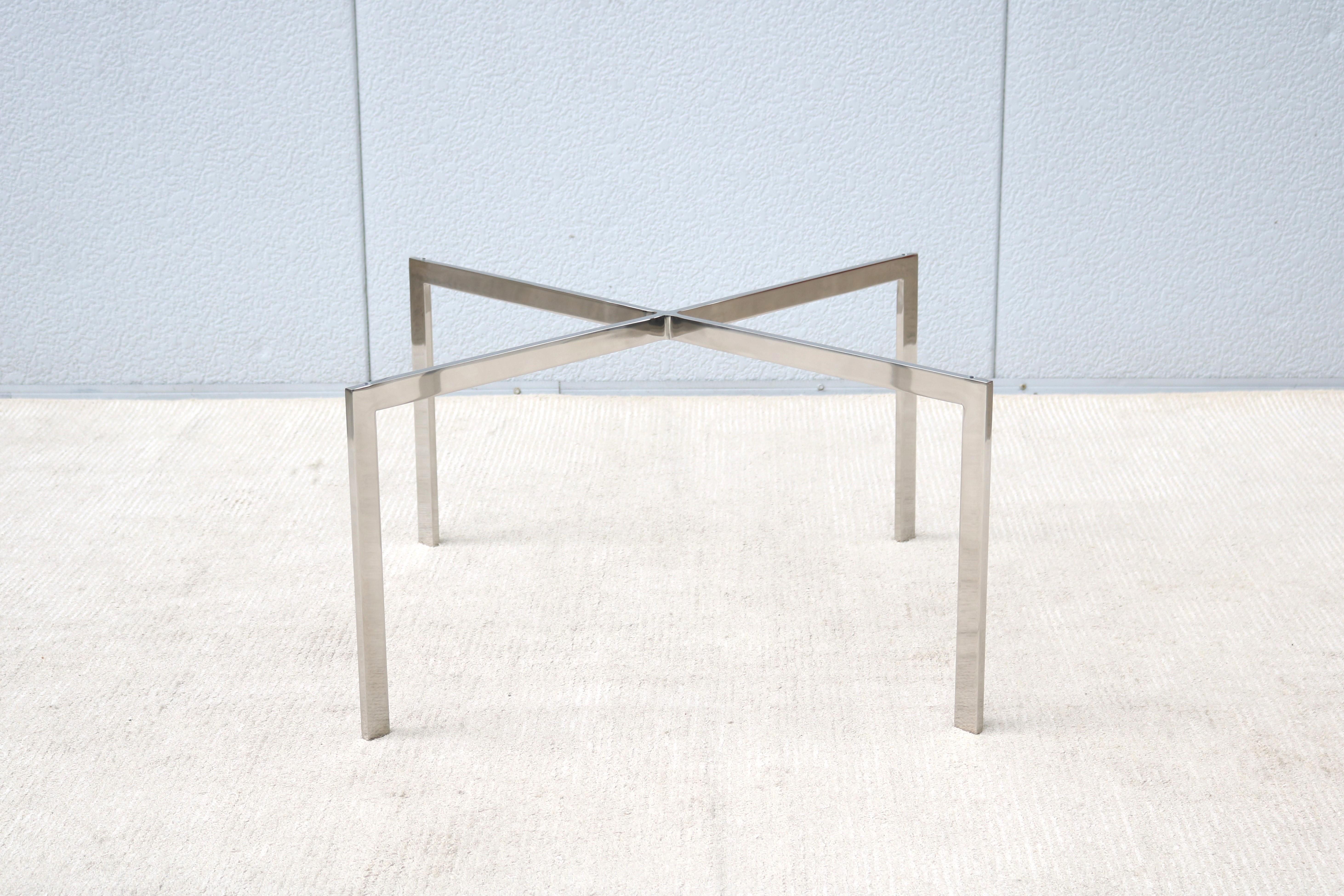 Modernisme Ludwig Mies van der Rohe Knoll Barcelona table basse en acier inoxydable en vente 11