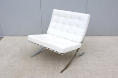 Modernismo Ludwig Mies van der Rohe Silla de salón Barcelona de cuero blanco, Gordon