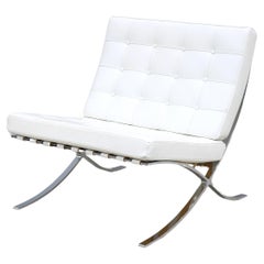 Modernism Ludwig Mies van der Rohe White Leather Barcelona Lounge Chair, Gordon