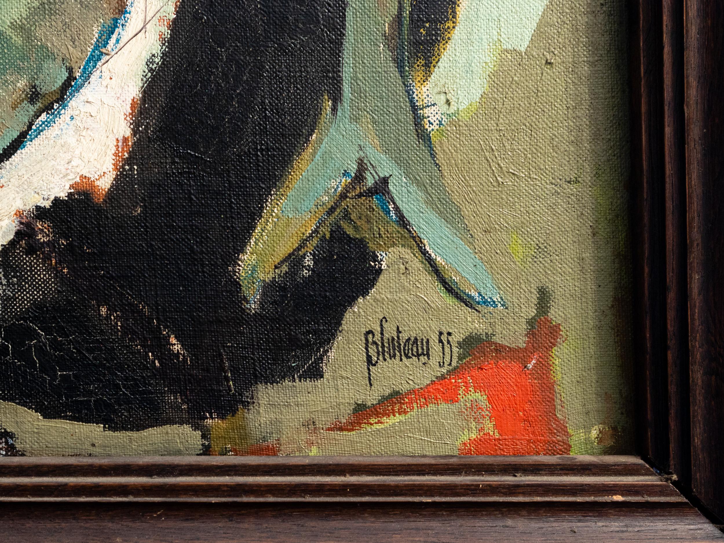 Stillleben der Moderne des Modernismus, Gemälde von Robert Bluteau, 1955 (Französisch) im Angebot