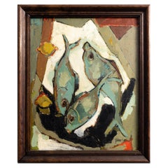 Modernism Still Life Painting By Robert Bluteau, 1955
