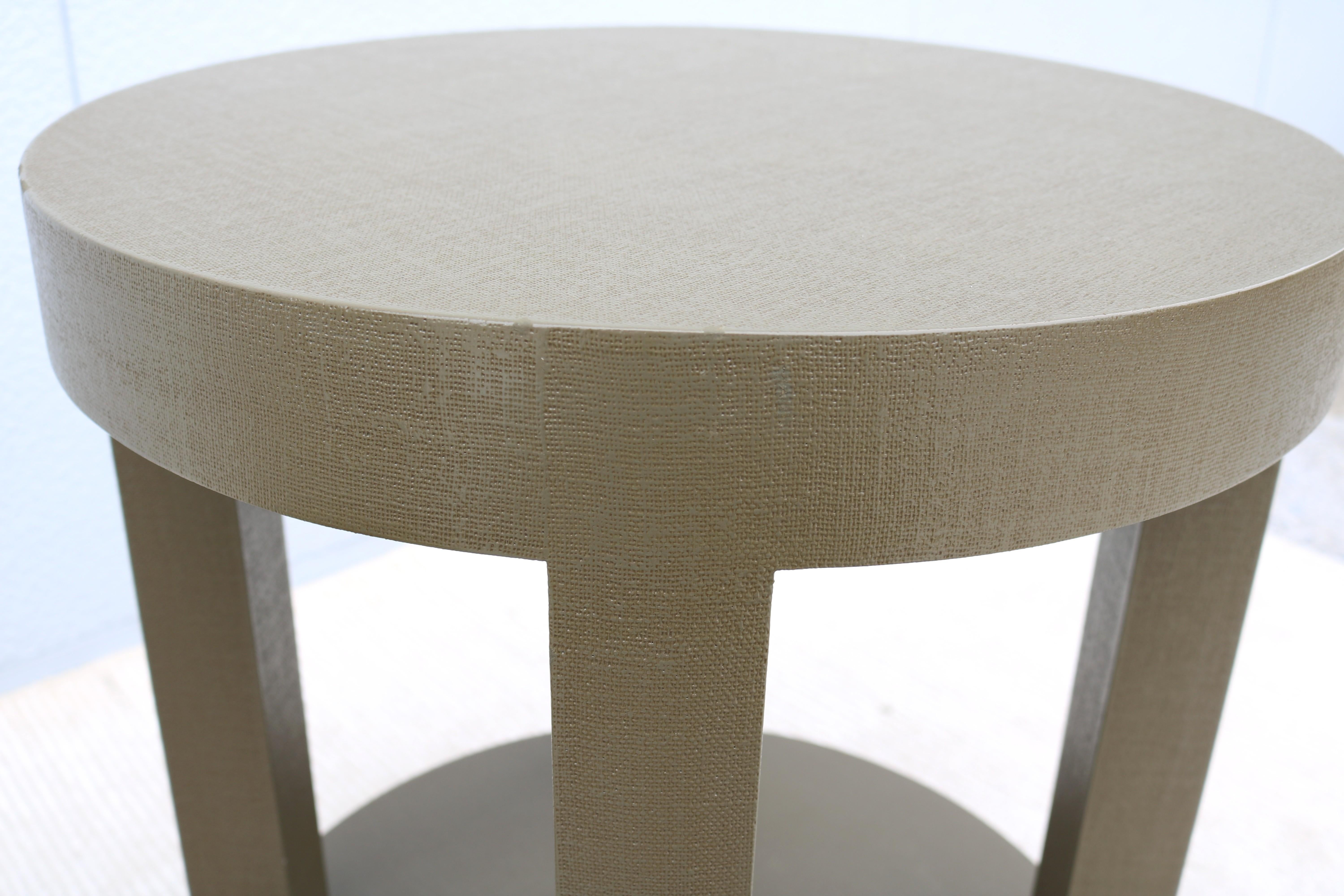 Modernism Style Green Linen Dakota Round Side Tables by Villa & House - a Pair 10