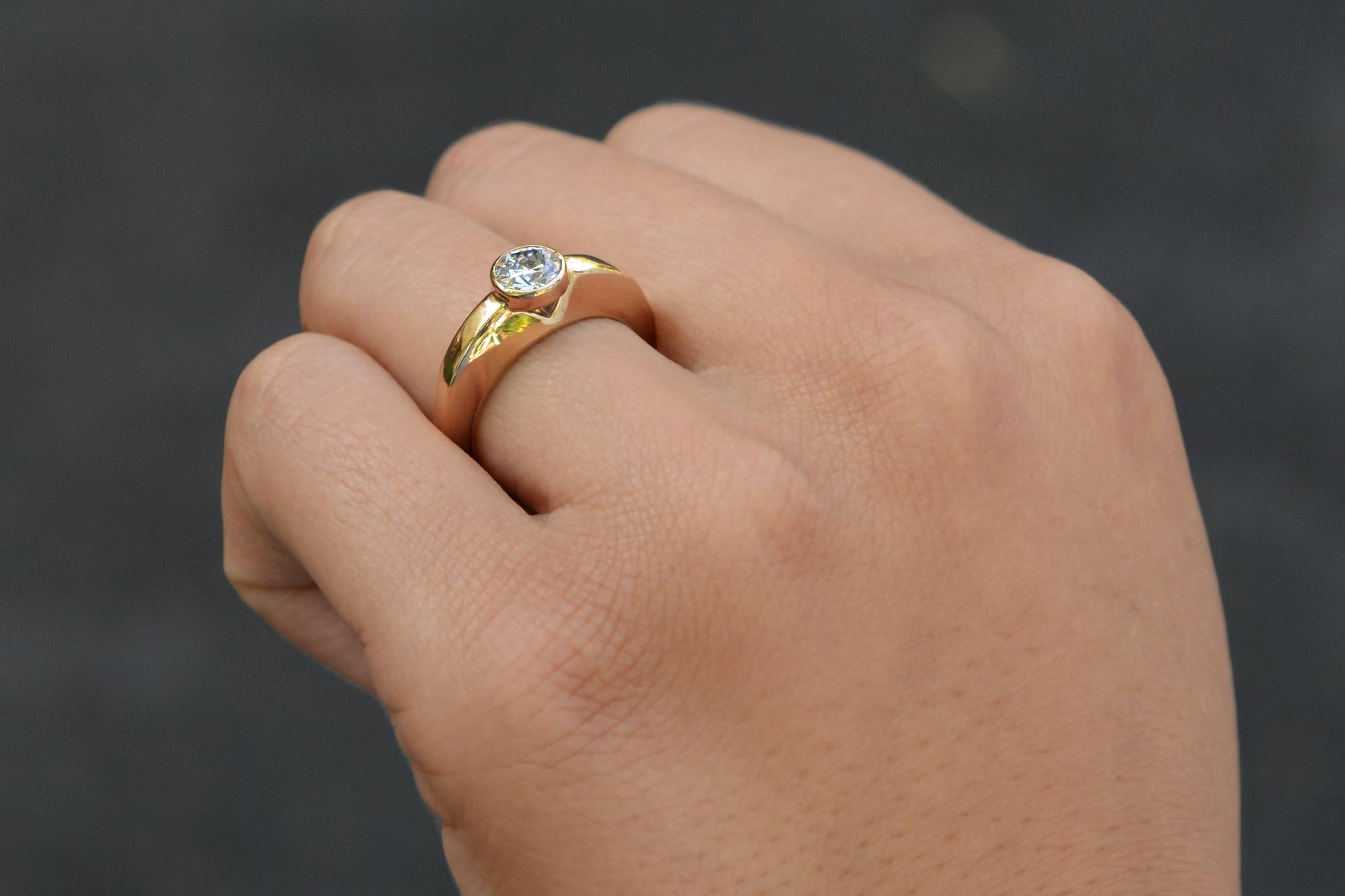 Contemporary Modernist 0.65 Carat Old European Diamond Engagement Ring