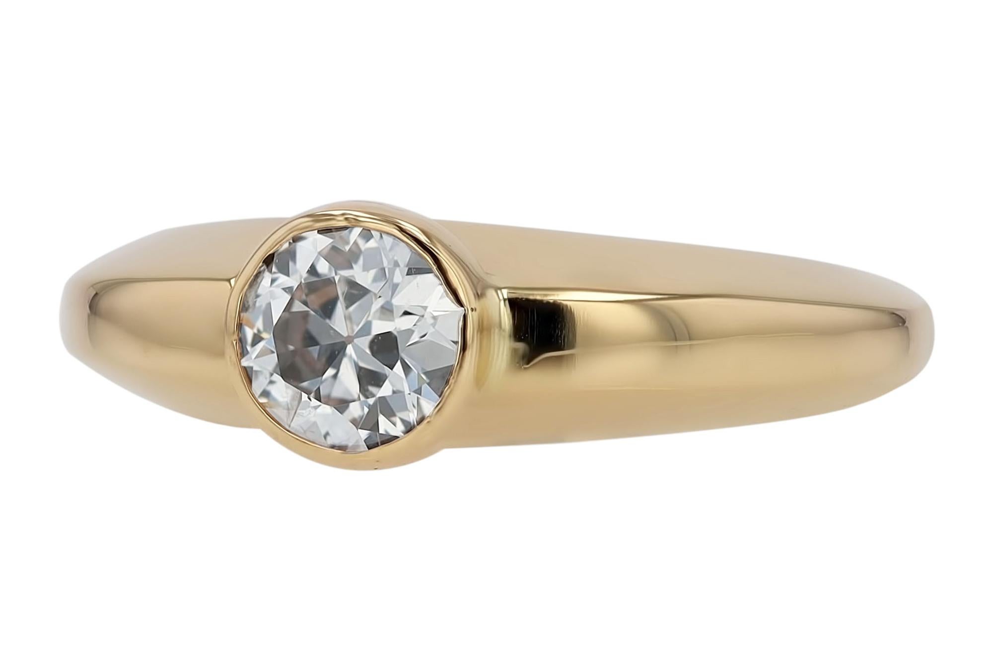 Old European Cut Modernist 0.65 Carat Old European Diamond Engagement Ring