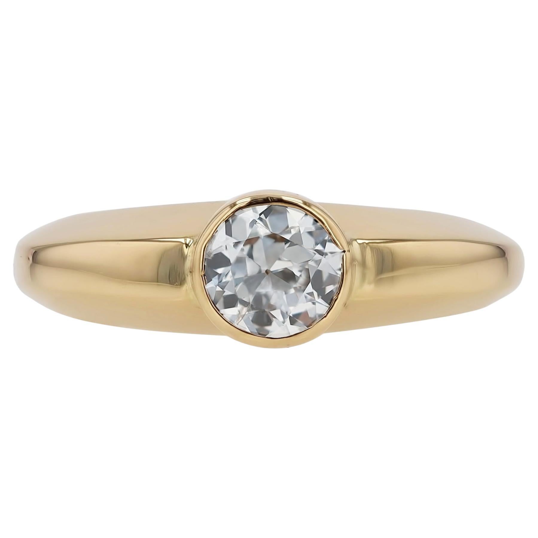 Modernist 0.65 Carat Old European Diamond Engagement Ring