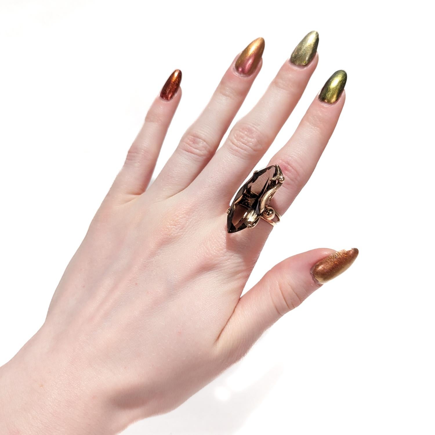 14k gold smoky topaz ring