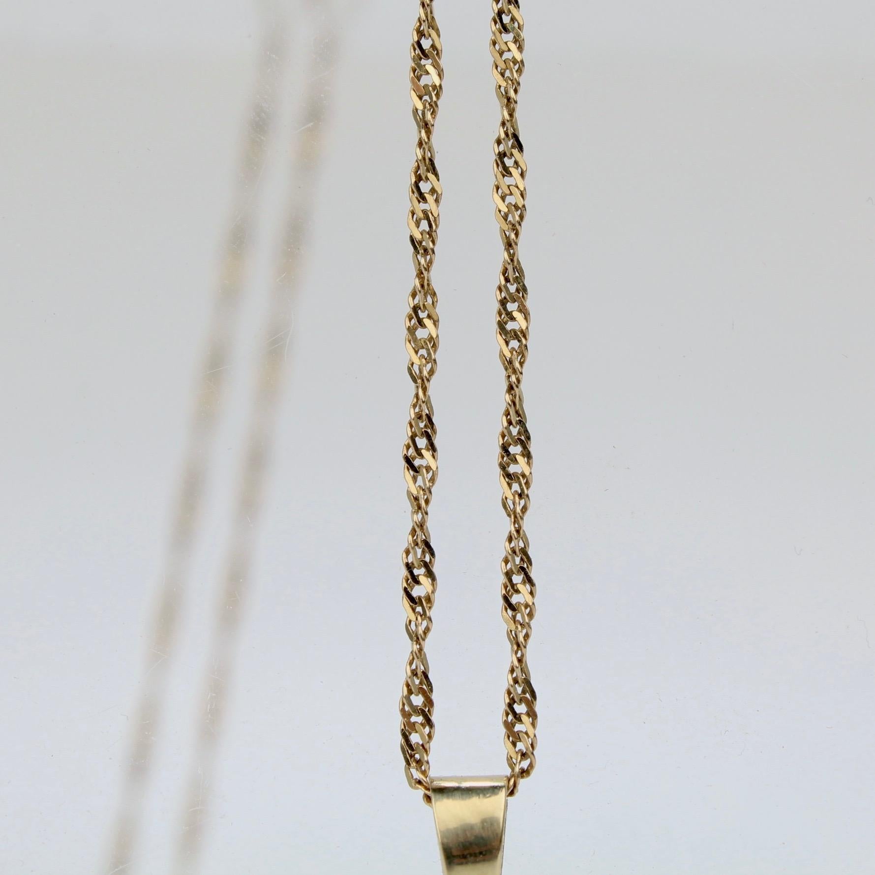 Modernist 14 Karat Gold and Opal Pendant Necklace 2