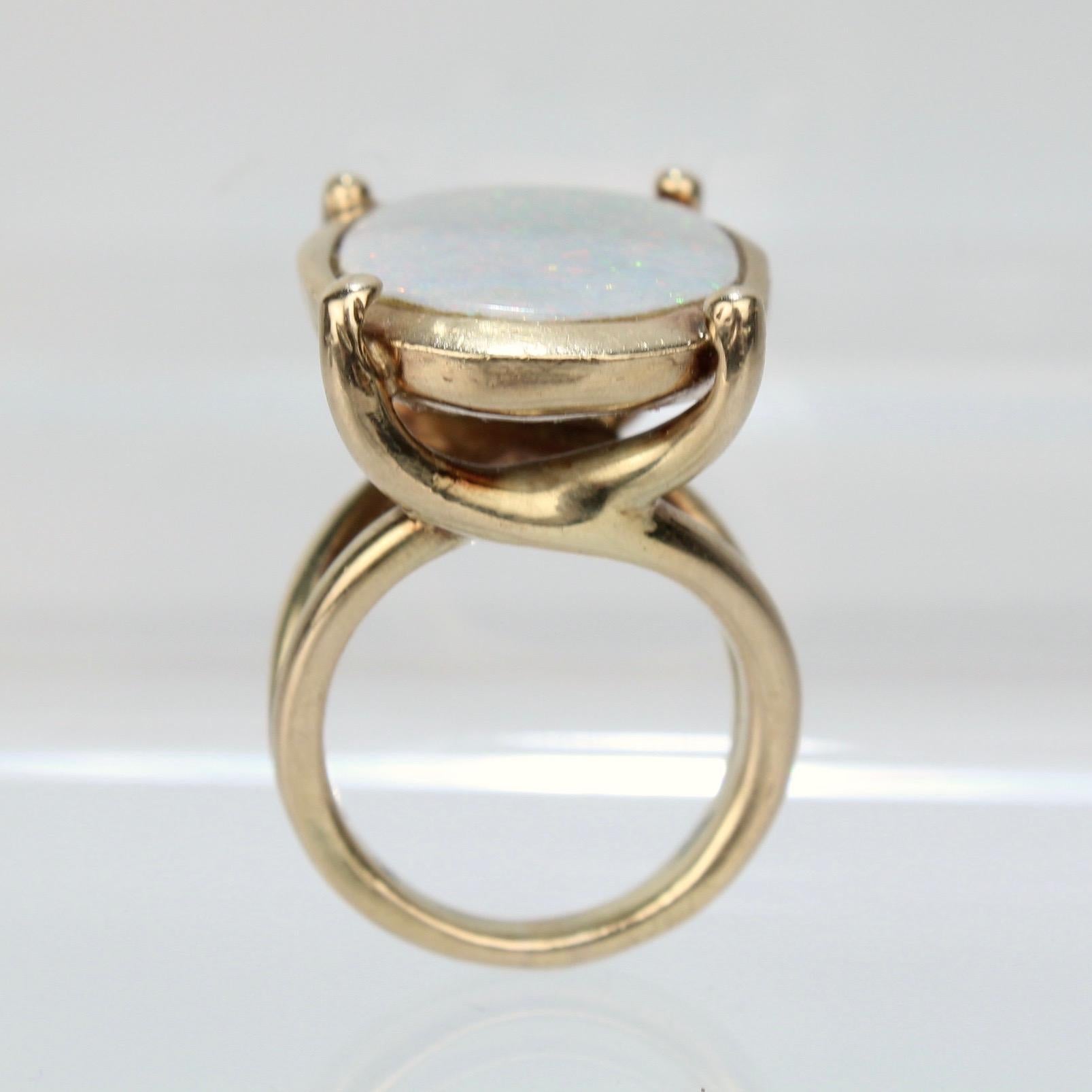 Modernist 14 Karat Gold and Opal Cocktail Ring 5