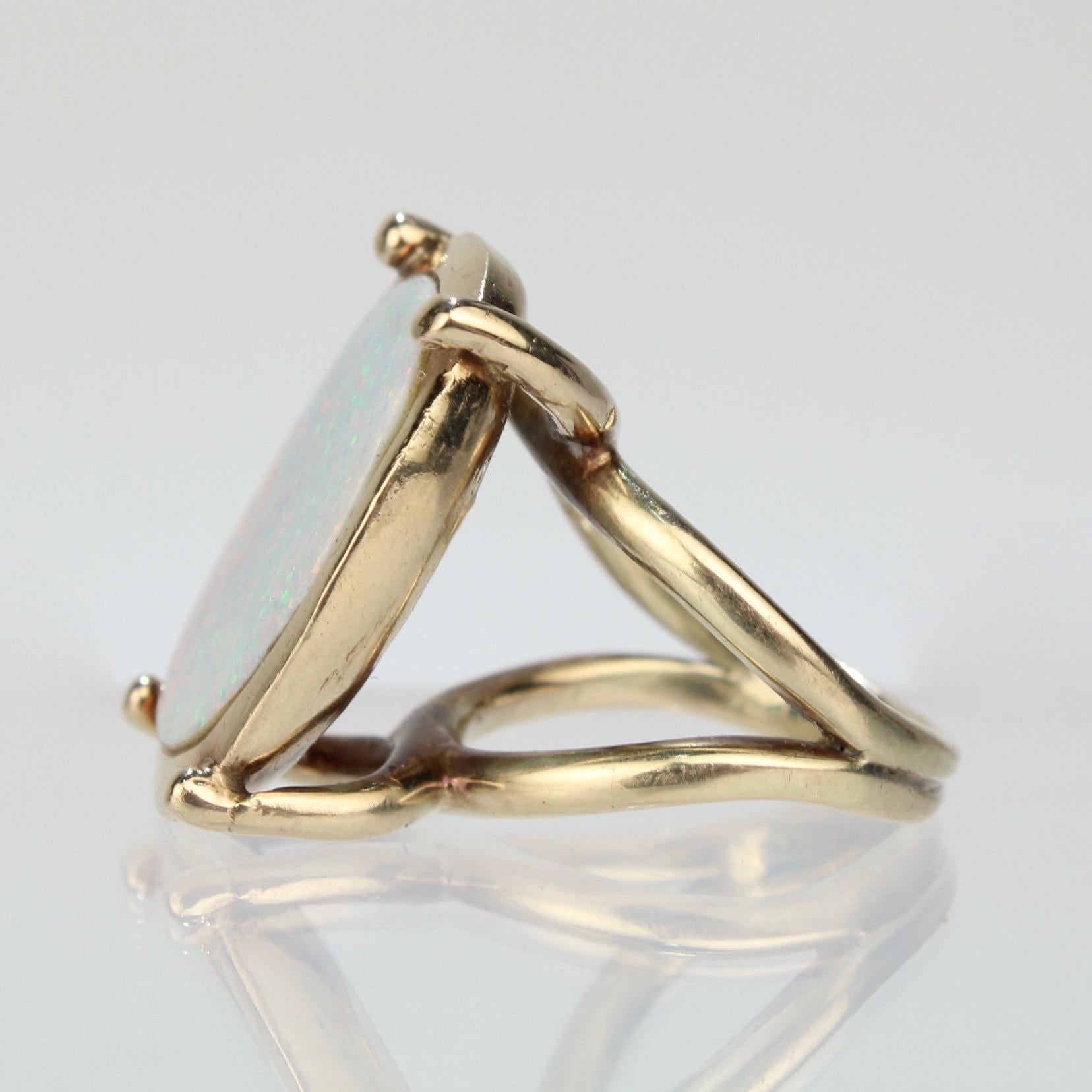 Women's or Men's Modernist 14 Karat Gold and Opal Cocktail Ring