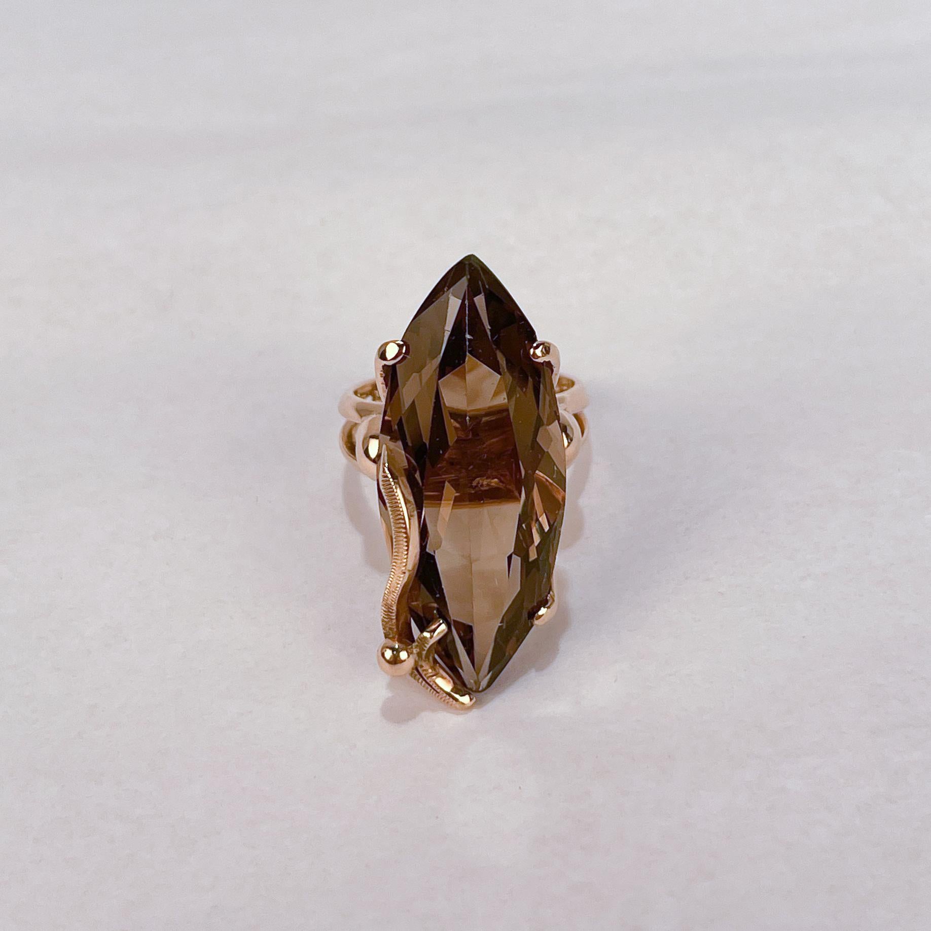 14k gold smoky topaz ring