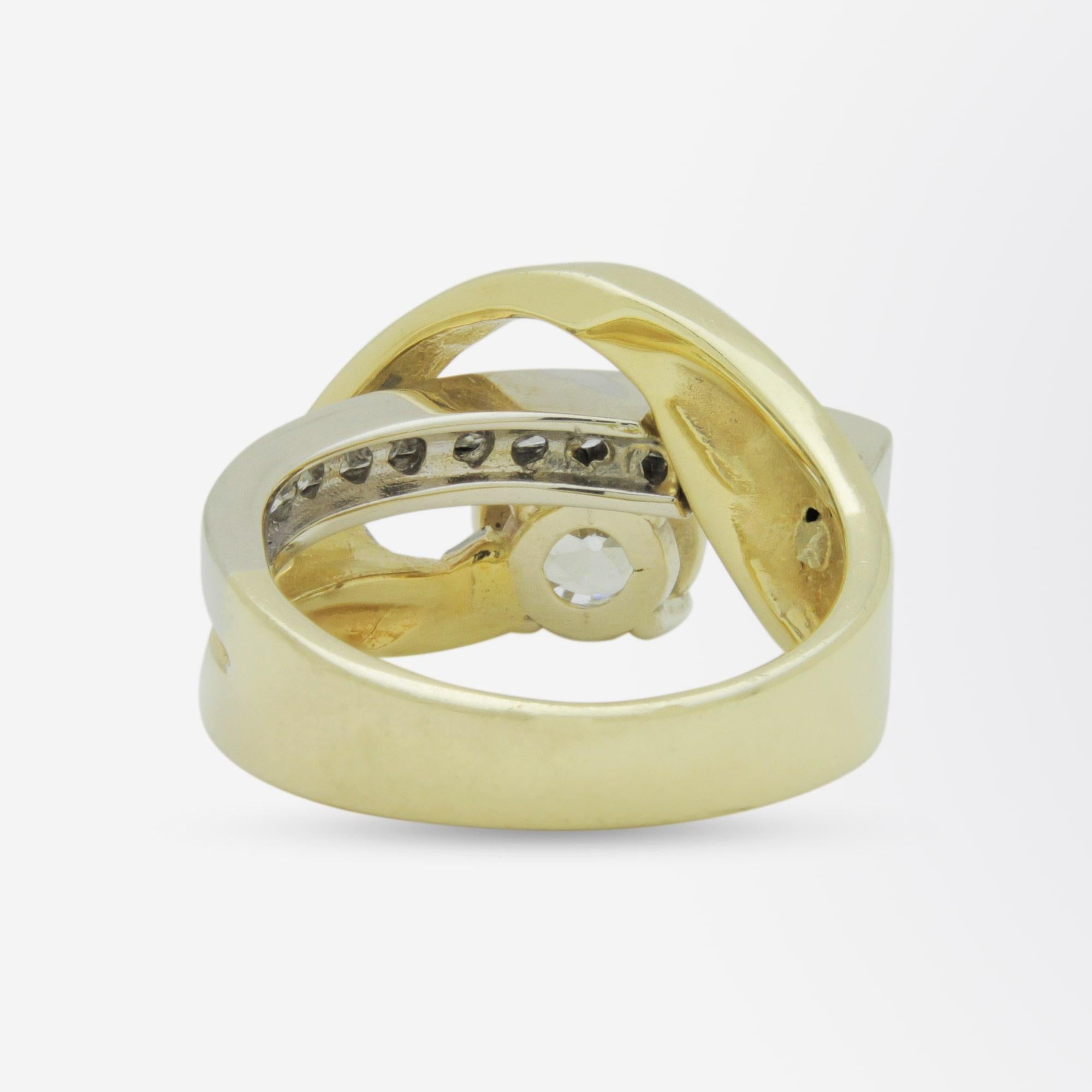 Modernistischer 14 Karat zweifarbiger Gold- und Diamantring im Zustand „Gut“ in Brisbane City, QLD