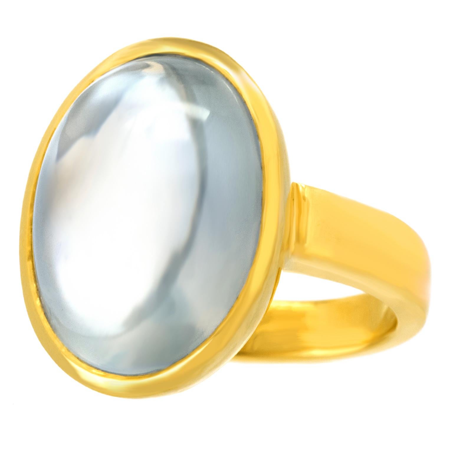 Cabochon Modernist 14.0 Carat Moonstone Ring