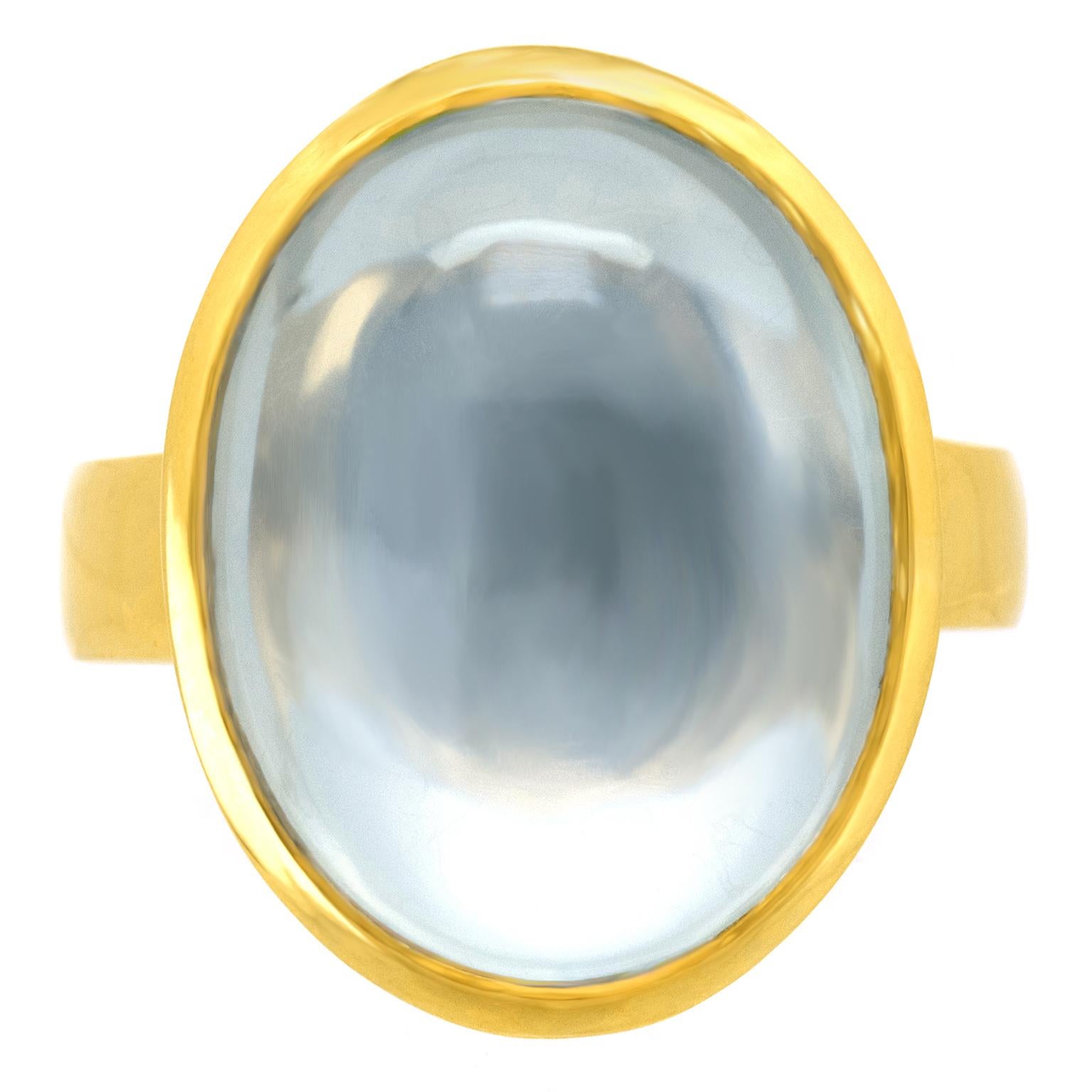 Modernist 14.0 Carat Moonstone Ring In Excellent Condition In Litchfield, CT