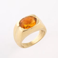 Modernist 14K Gold & Citrine Ring with Fluted Motif
