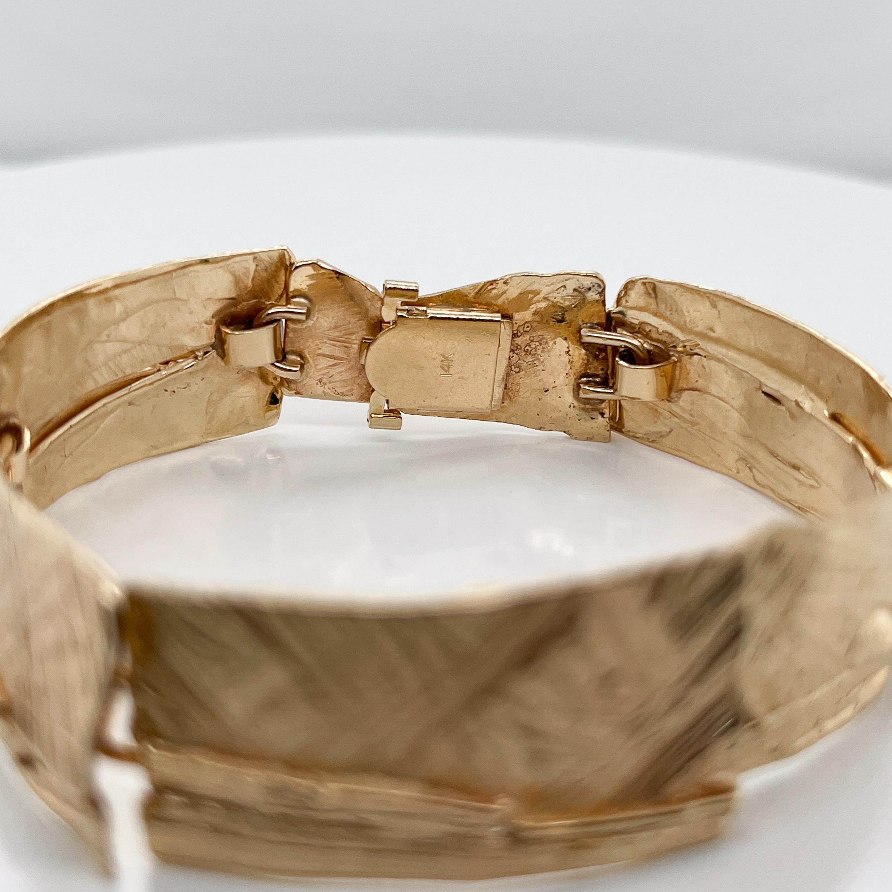 Modernist 14k Gold Link Bracelet Attributed to Glenda Arentzen, Ex-Aaron Faber For Sale 1