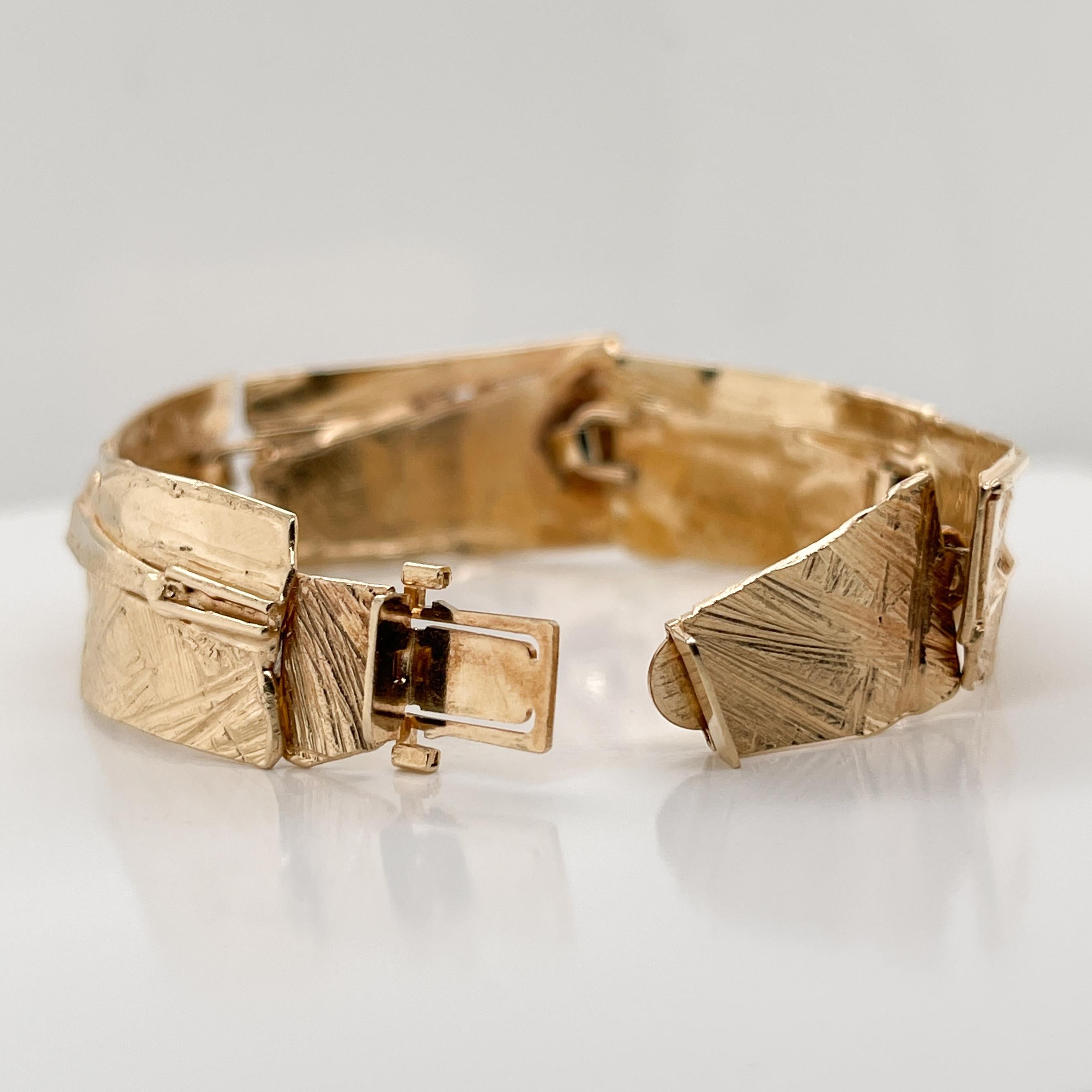 Modernist 14k Gold Link Bracelet Attributed to Glenda Arentzen, Ex-Aaron Faber For Sale 2