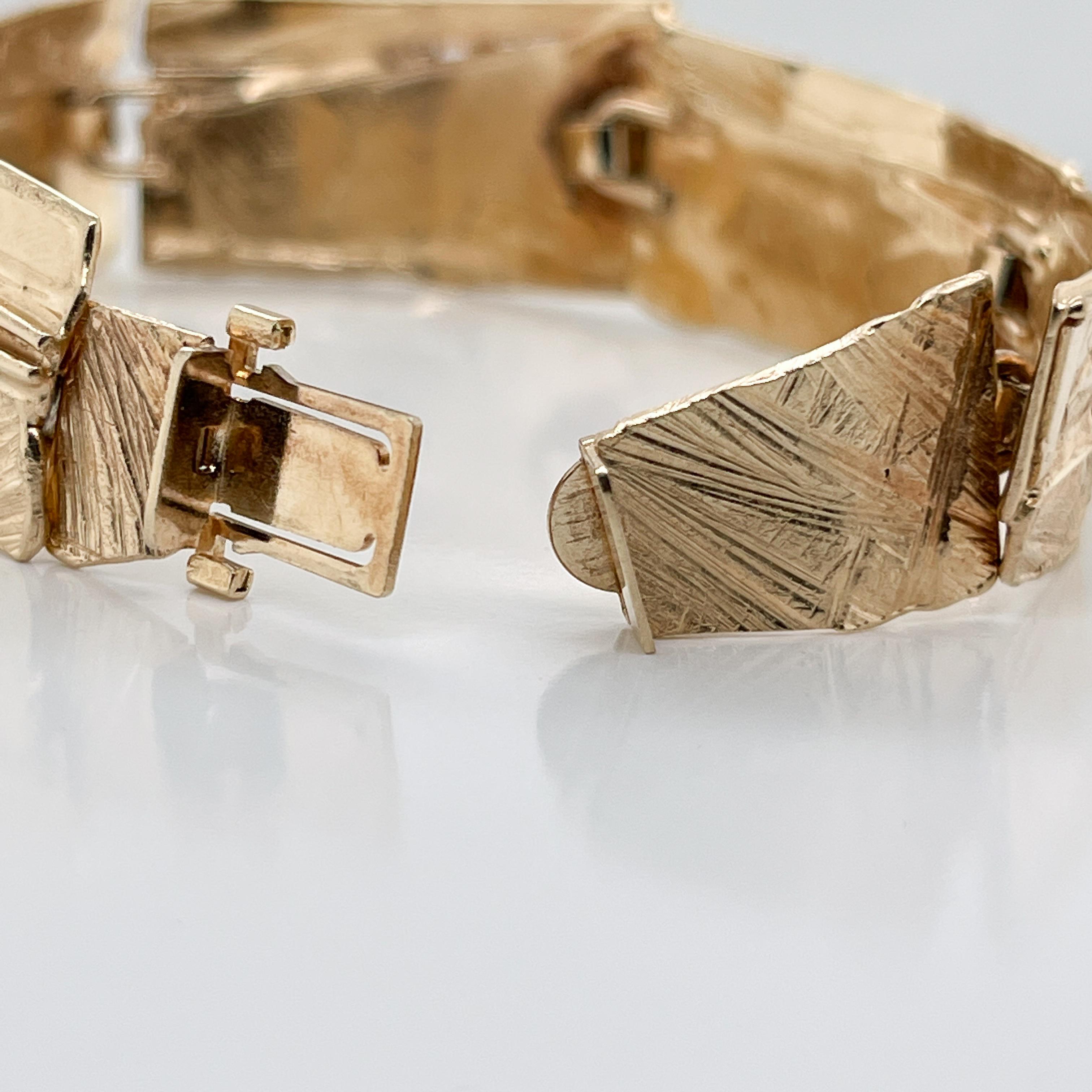 Modernist 14k Gold Link Bracelet Attributed to Glenda Arentzen, Ex-Aaron Faber For Sale 3